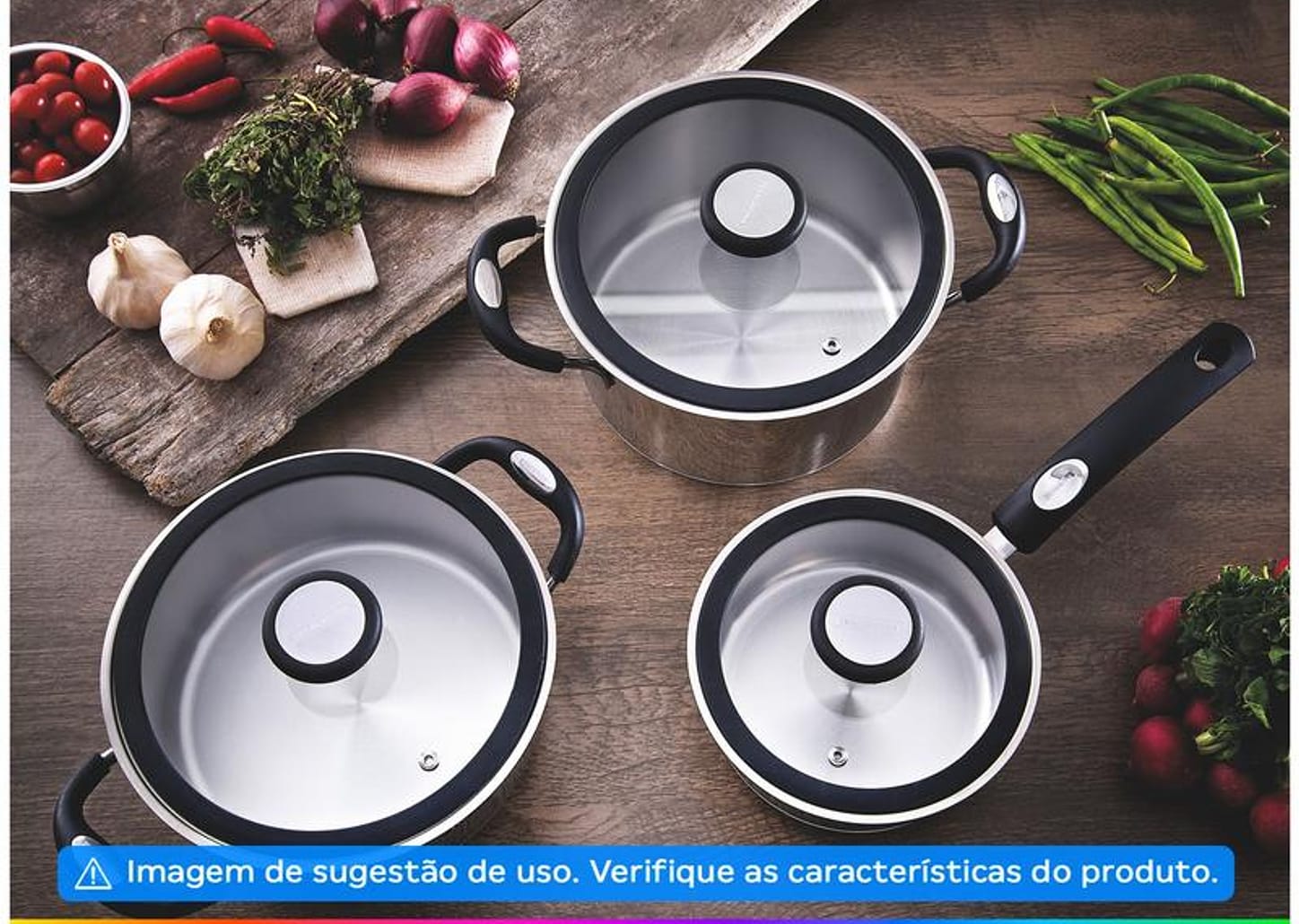 Jogo de Panelas Tramontina de Inox Prata 4 peças Solar