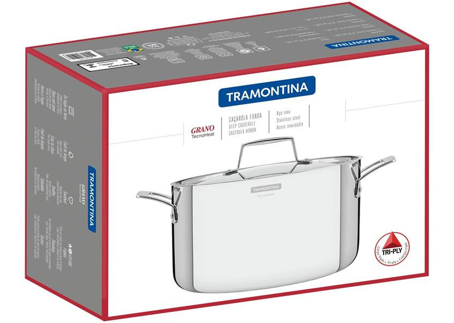 Caçarola Tramontina Inox 24cm 5,8L Grano