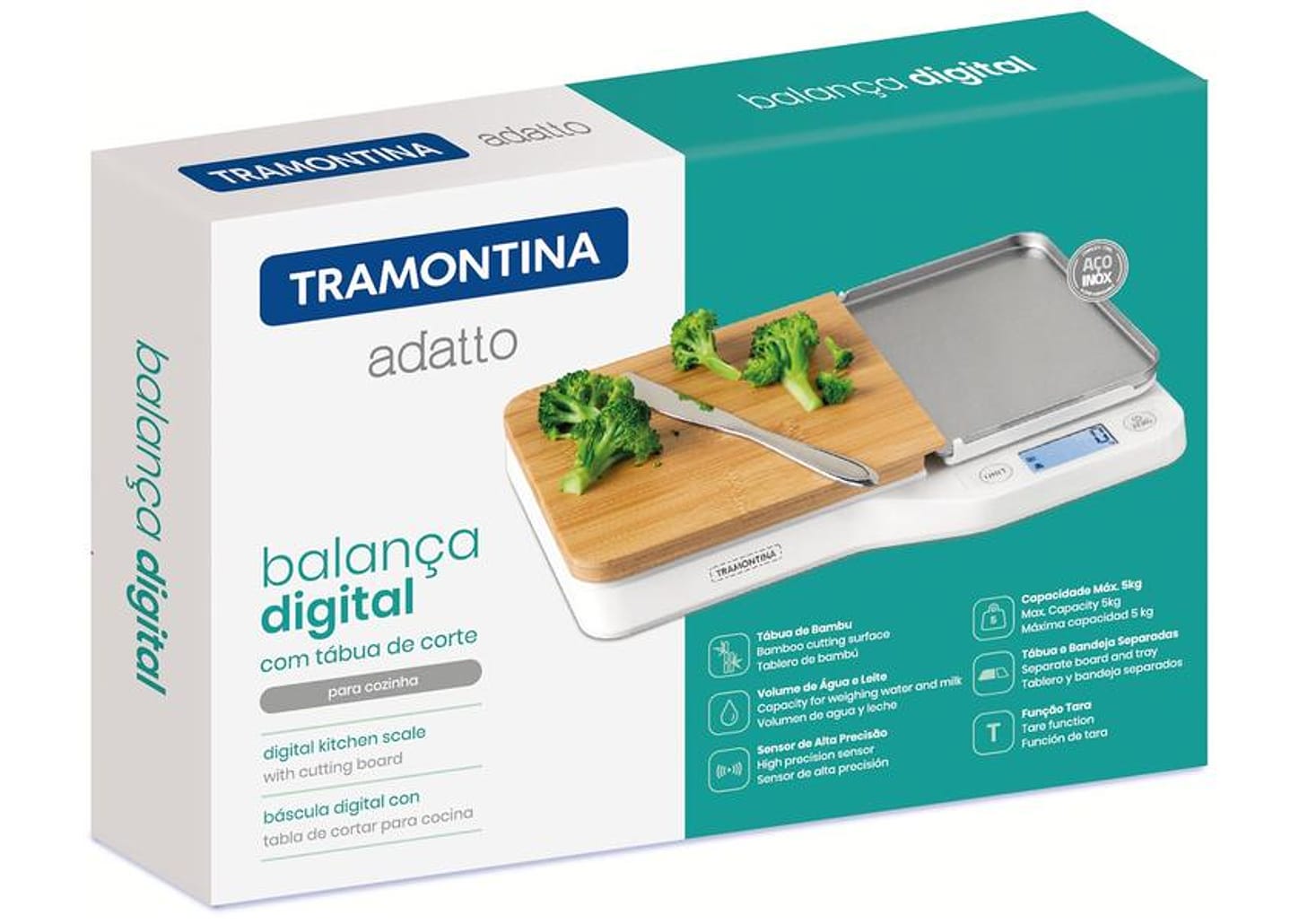 Balança de Cozinha Digital Tramontina 5kg Inox Adatto 61101010