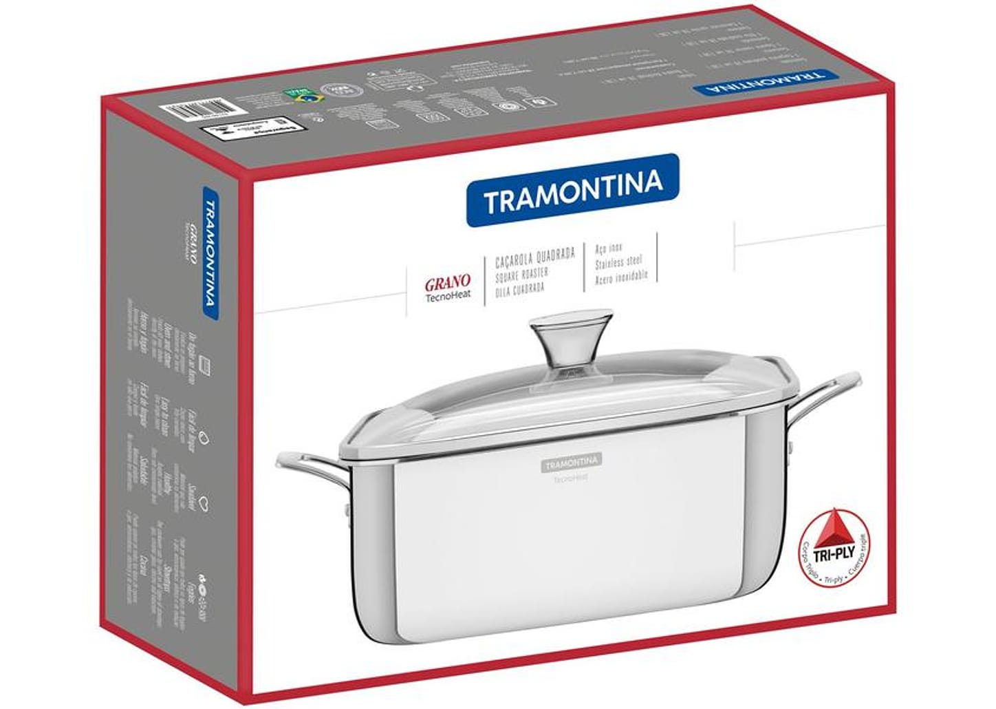 Caçarola Tramontina Inox 7,3L Grano