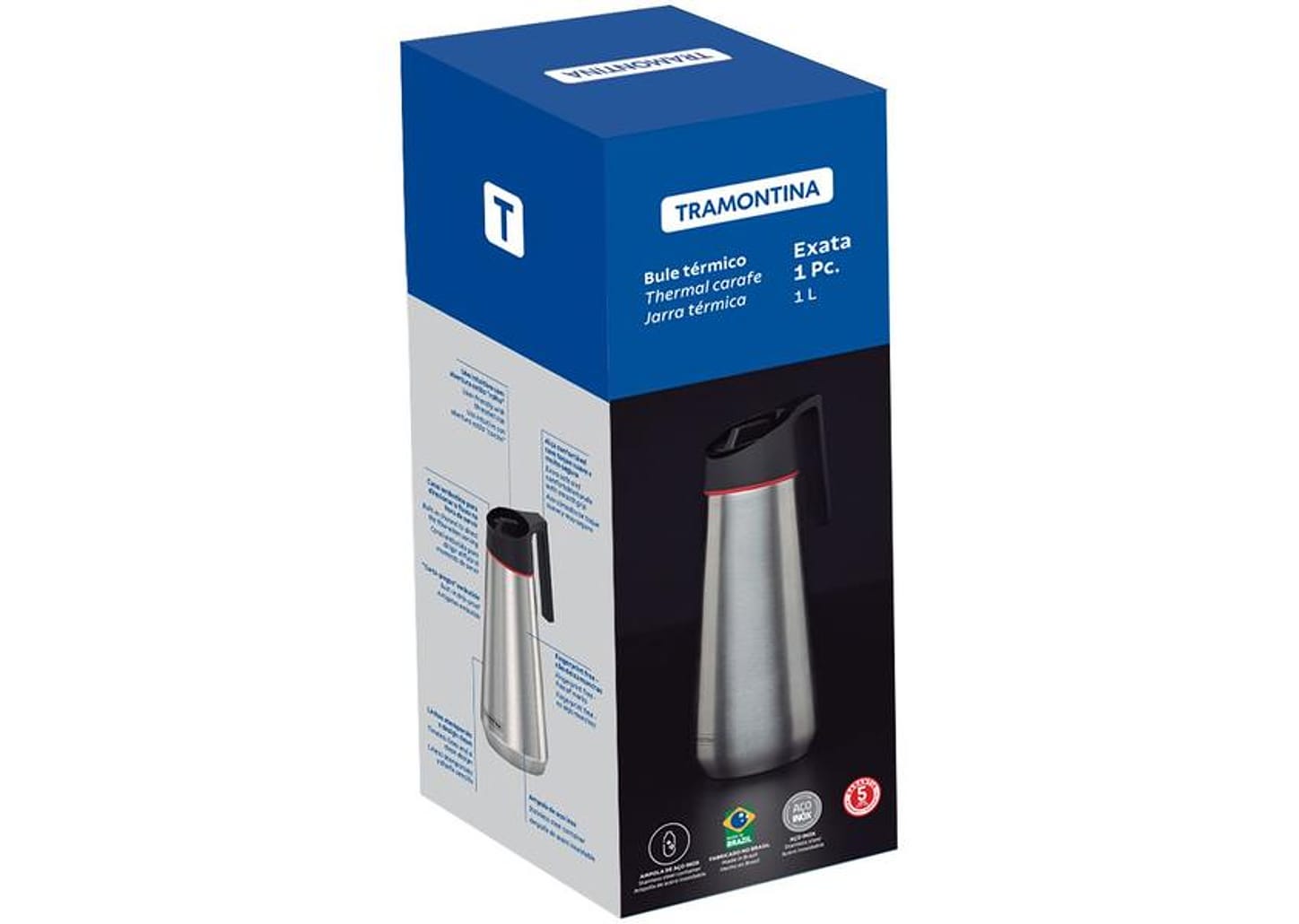 Bule de Chá e Café Térmico com Tampa 1L Tramontina Exata 61638100