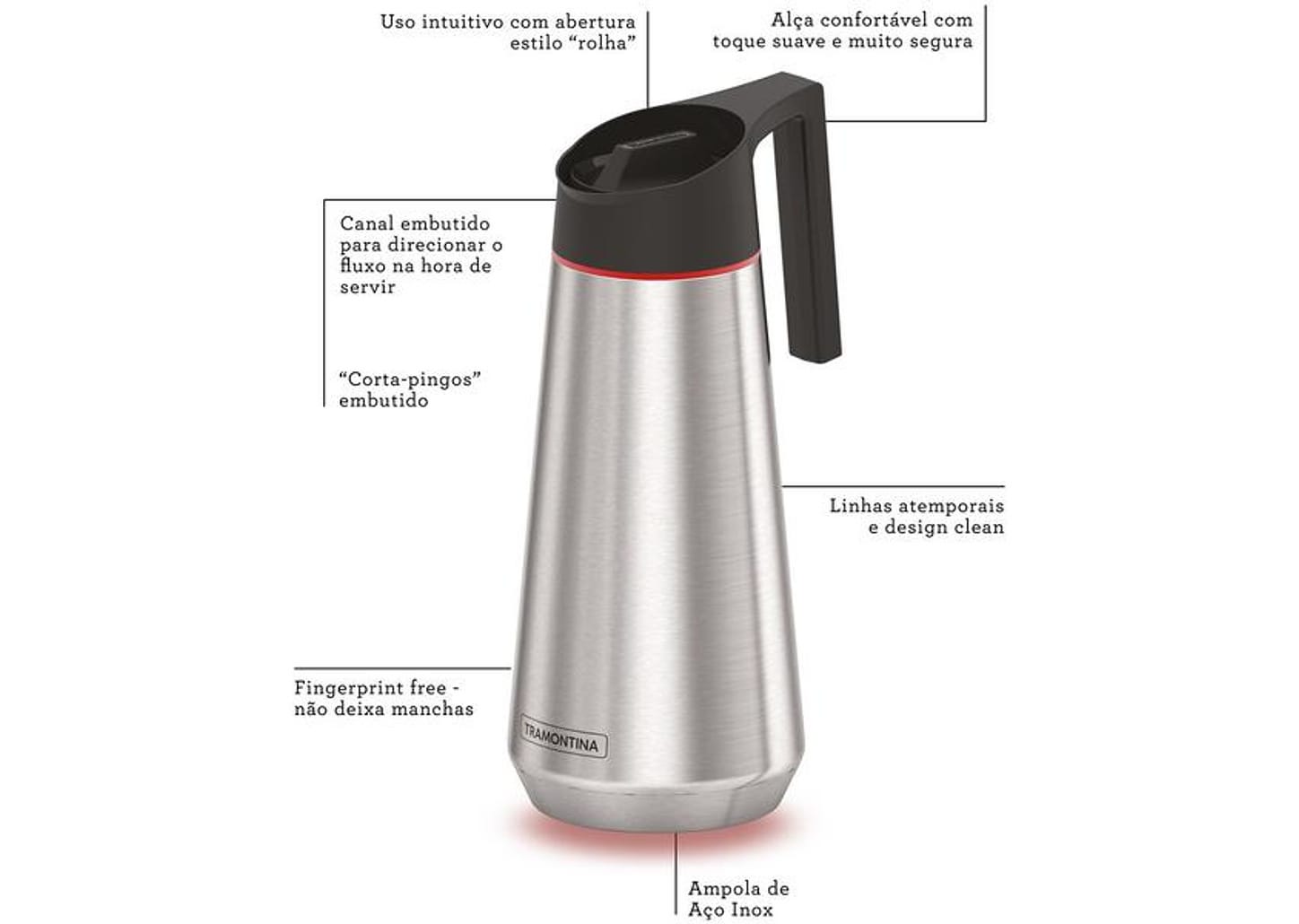 Bule de Chá e Café Térmico com Tampa 750ml Tramontina Exata 61638070