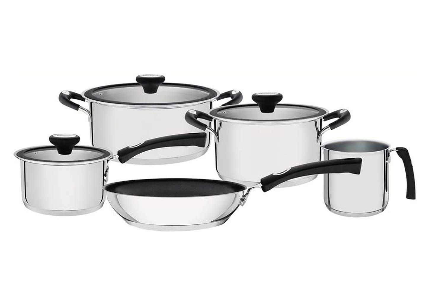 Jogo de Panelas Tramontina de Inox e Preto Prata 5 peças Solar