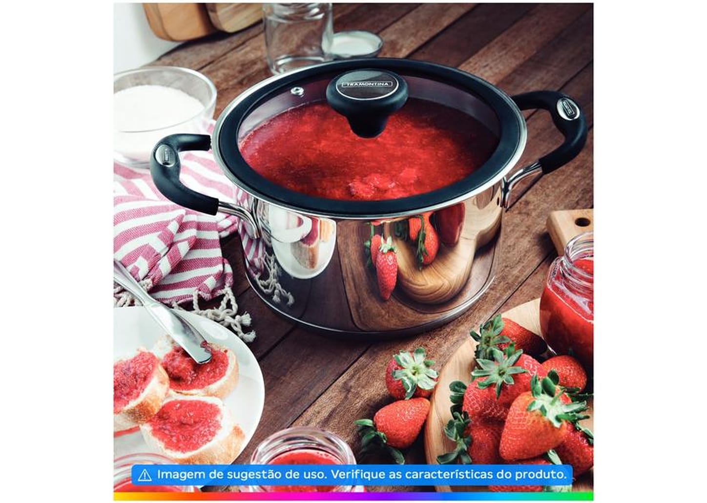 Jogo de Panelas Tramontina de Inox e Preto Prata 5 peças Solar