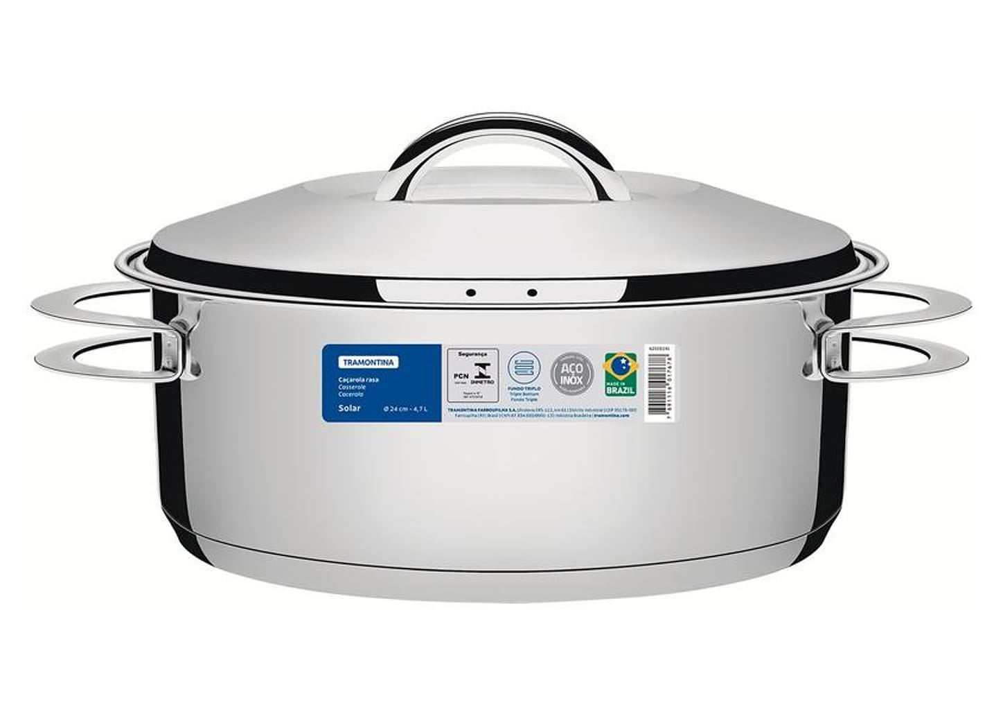 Caçarola Tramontina Inox Rasa 24cm 4,7L Solar