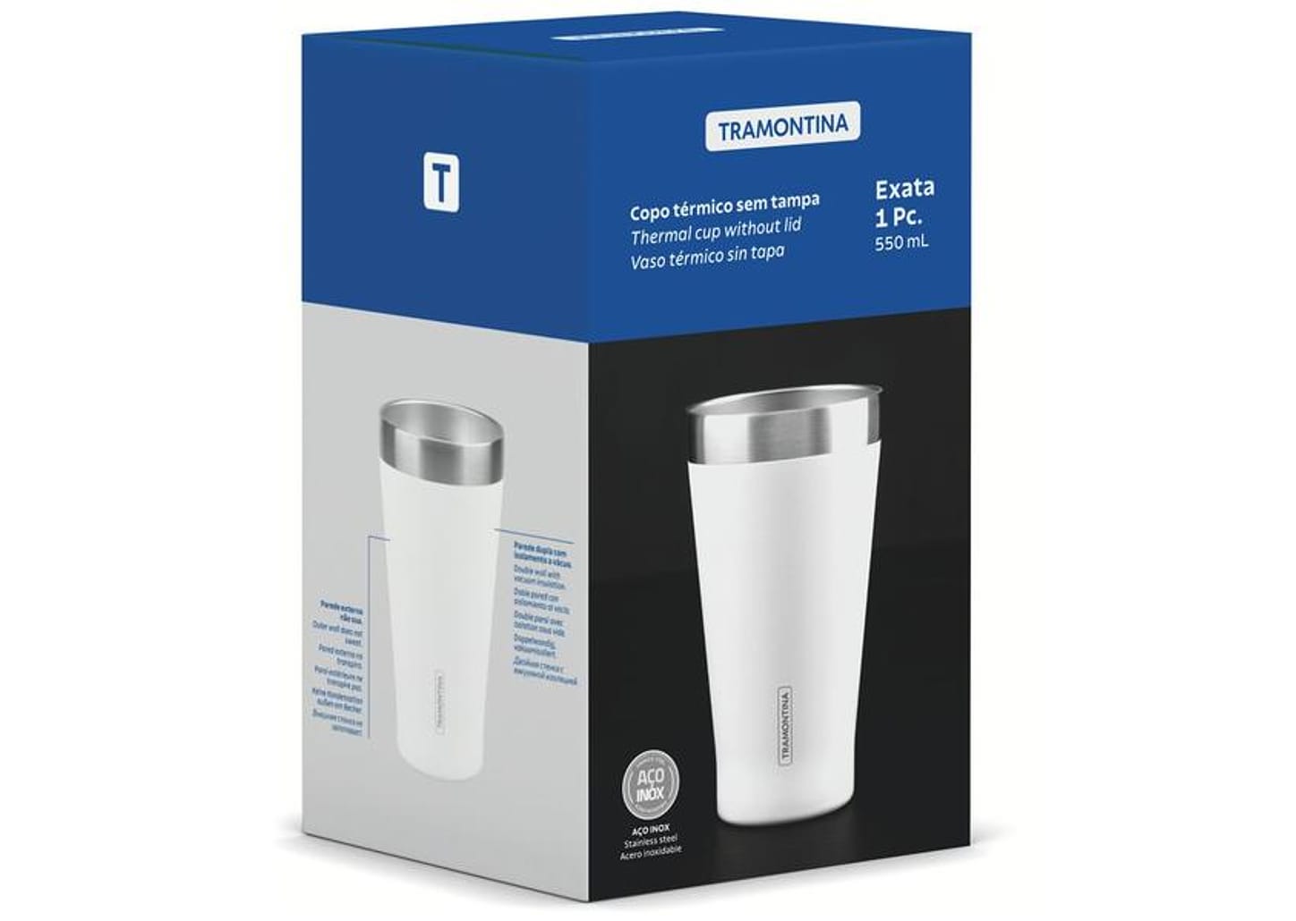 Copo Térmico Parede Dupla Tramontina Exata 61646510 Branco 550ml