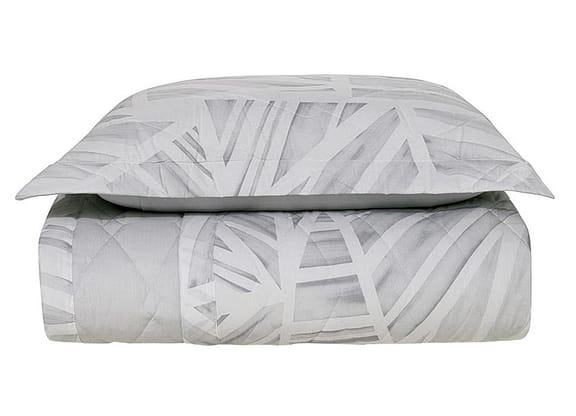 Colcha Solteiro Karsten 100% Algodão Moura Branco e Cinza 2 Peças