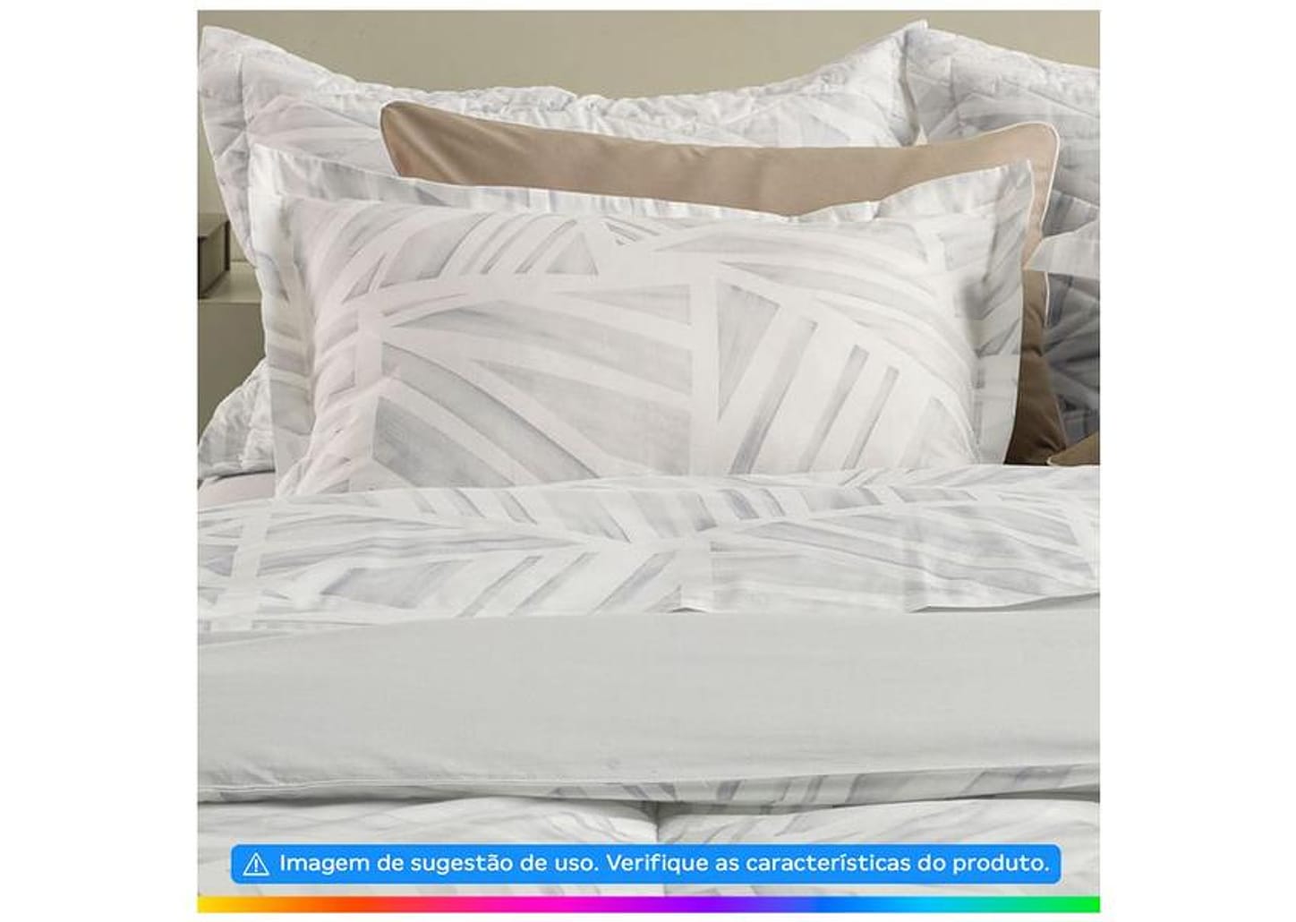 Colcha Solteiro Karsten 100% Algodão Moura Branco e Cinza 2 Peças