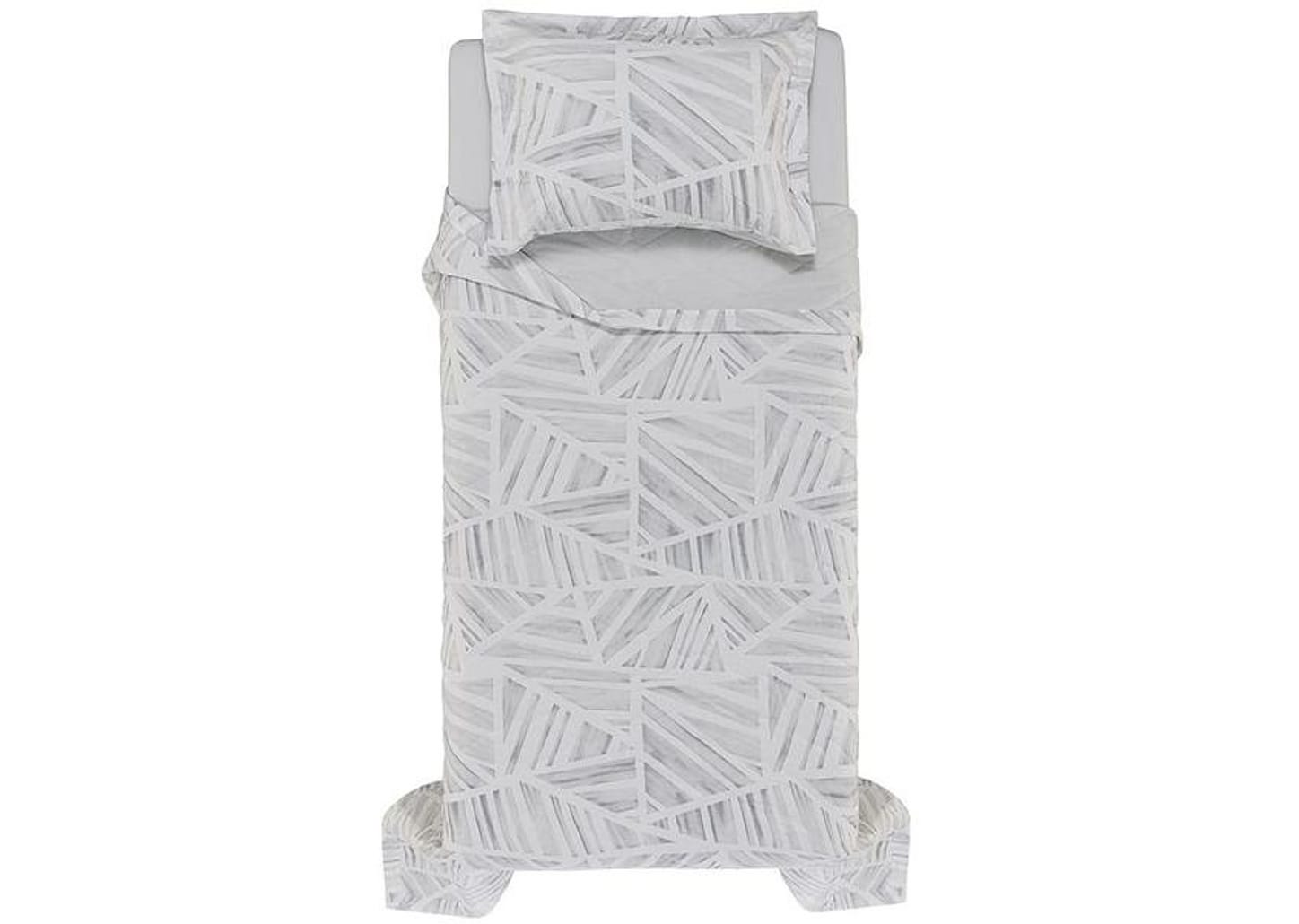 Colcha Solteiro Karsten 100% Algodão Moura Branco e Cinza 2 Peças