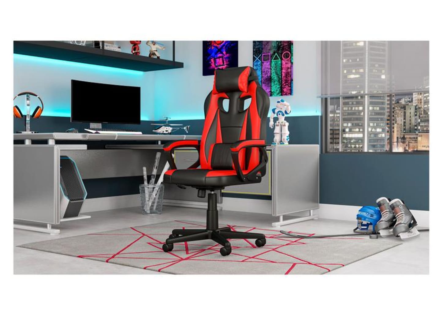 Cadeira Gamer Preta e Vermelha 100
