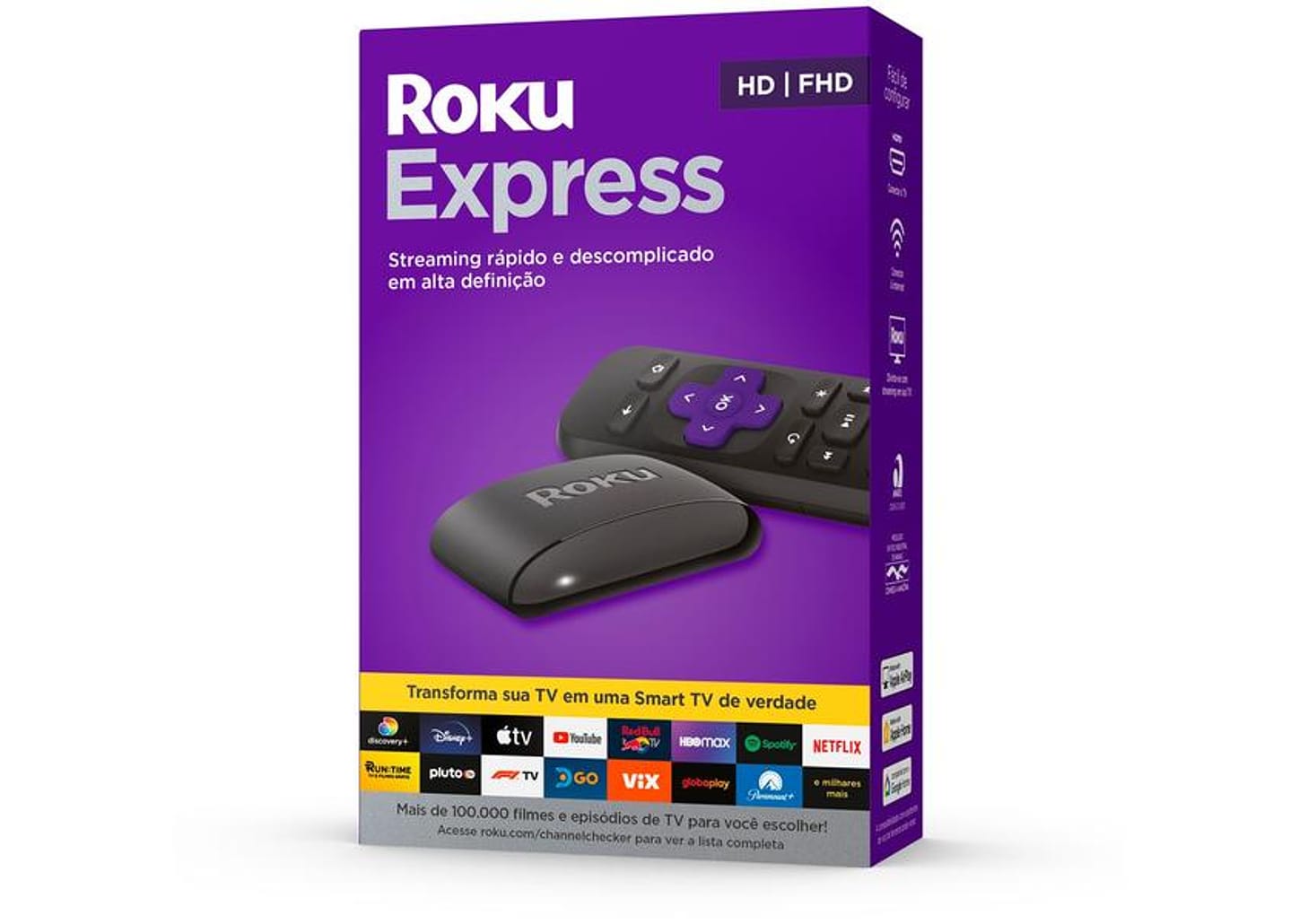Roku Express Streaming Dual Band Full HD com Controle Remoto
