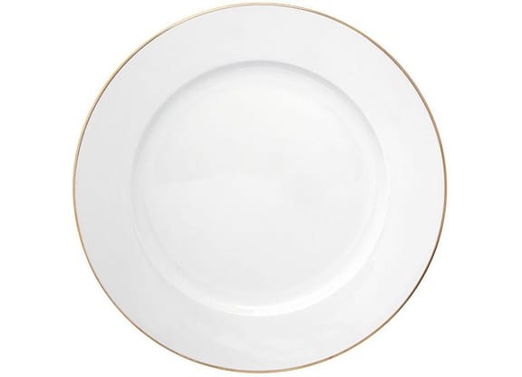 Prato Raso de Cerâmica Branco e Dourado de Sobremesa Redondo 20cm Hauskraft Royal