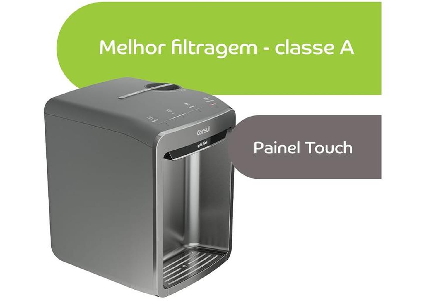Purificador de Água Consul de Mesa e Parede CPB33A - Eletrônico Cinza Água Gelada, Fria e Natural