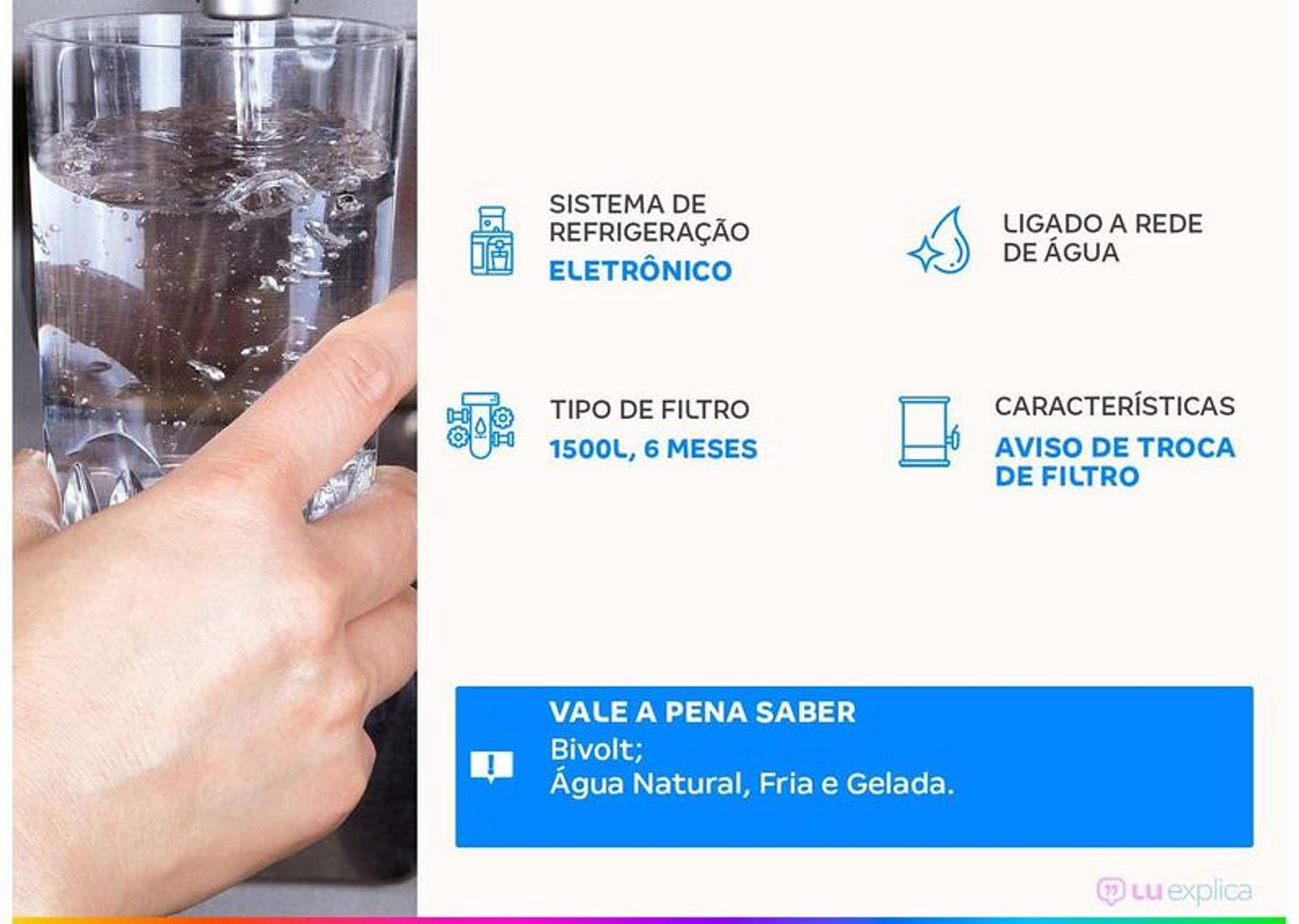 Purificador de Água Consul de Mesa e Parede CPB33A - Eletrônico Cinza Água Gelada, Fria e Natural