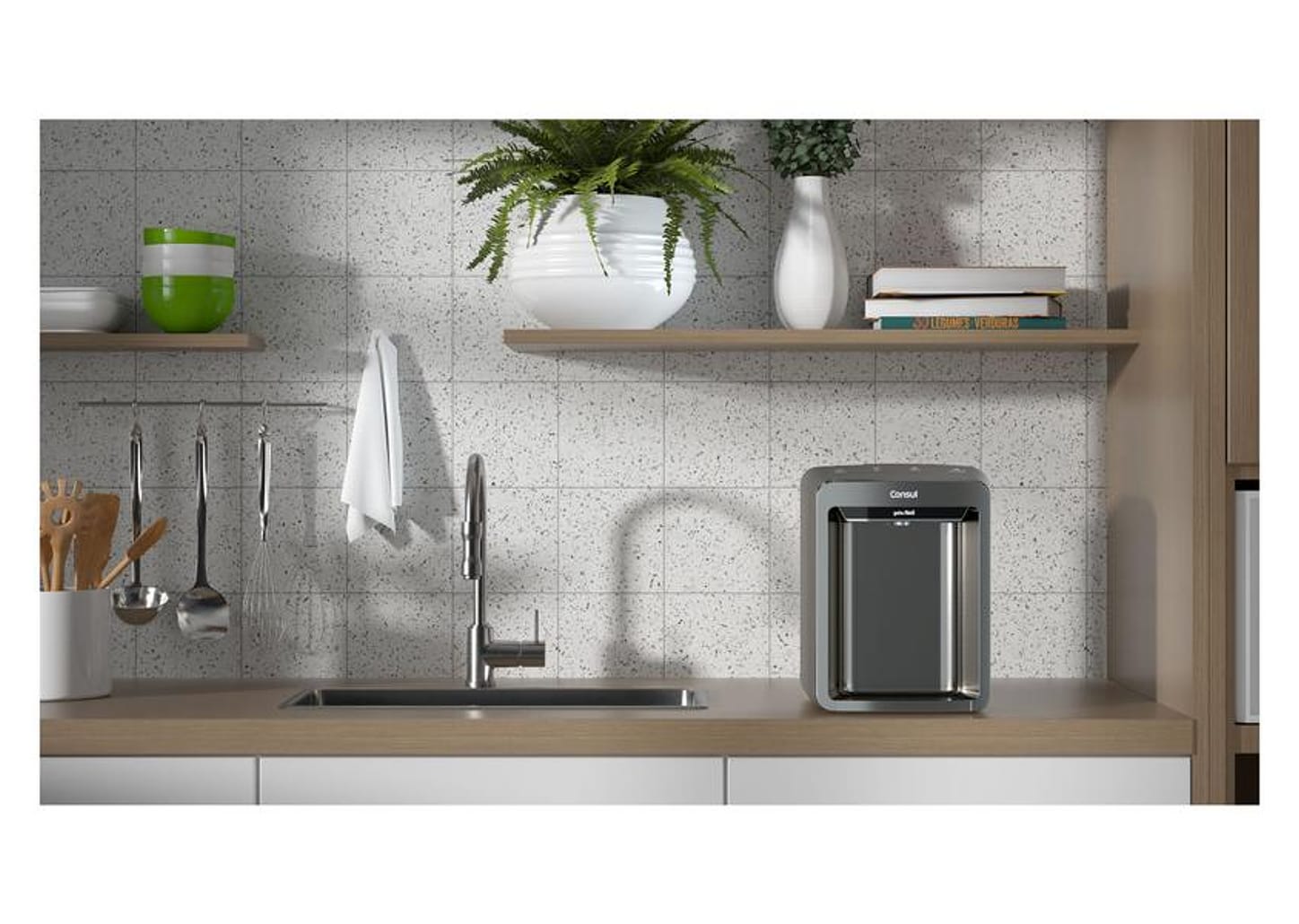 Purificador de Água Consul de Mesa e Parede CPB33A - Eletrônico Cinza Água Gelada, Fria e Natural