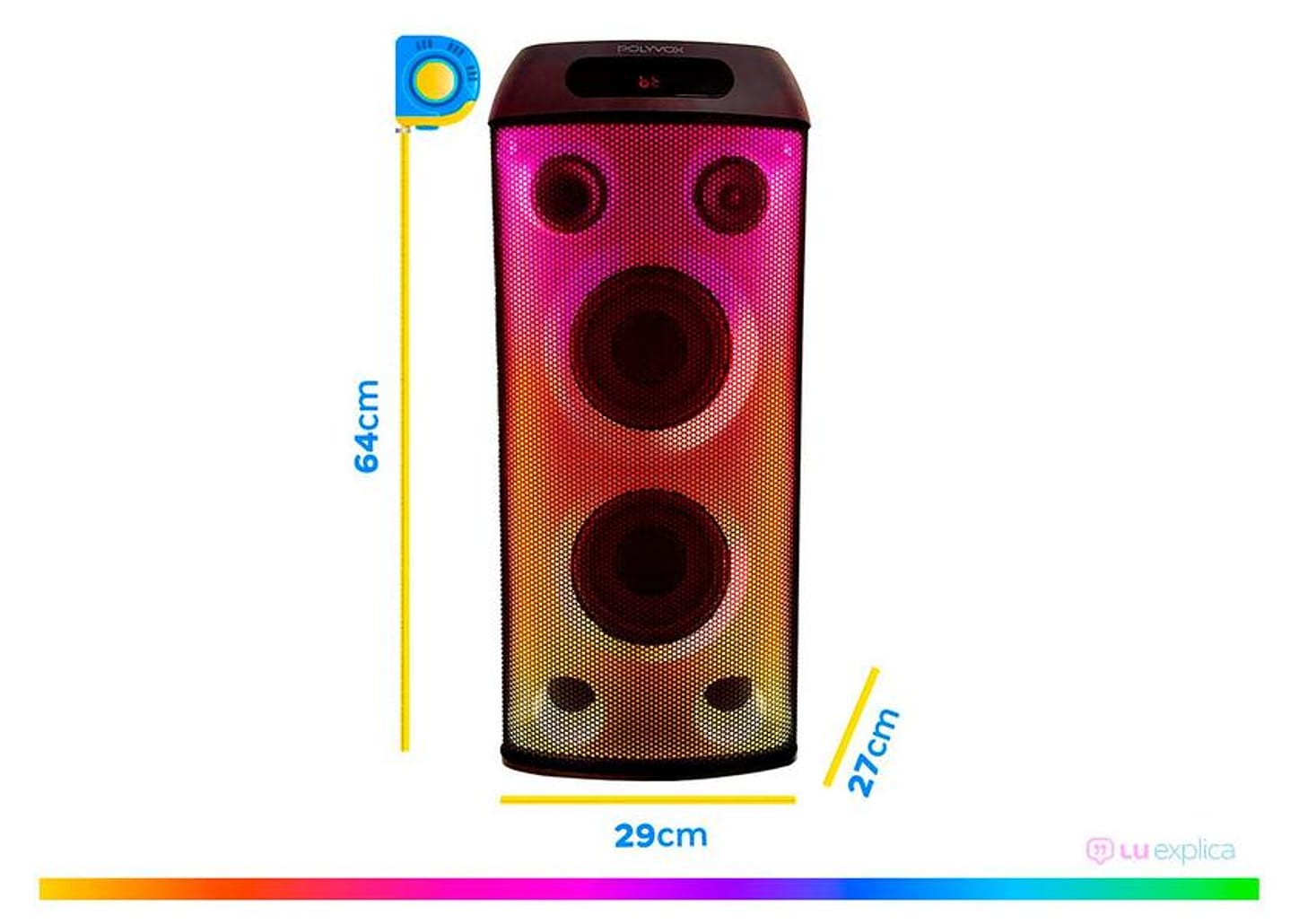 Caixa de Som Torre Polyvox XT-660T Bluetooth 500W RMS Amplificada