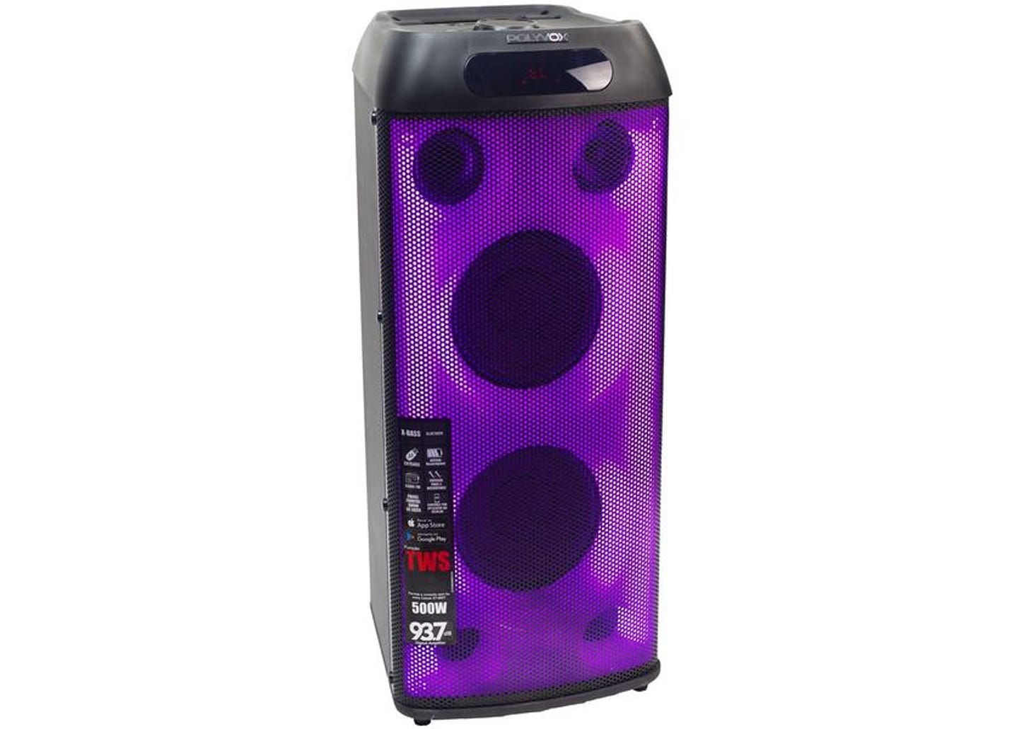 Caixa de Som Torre Polyvox XT-660T Bluetooth 500W RMS Amplificada