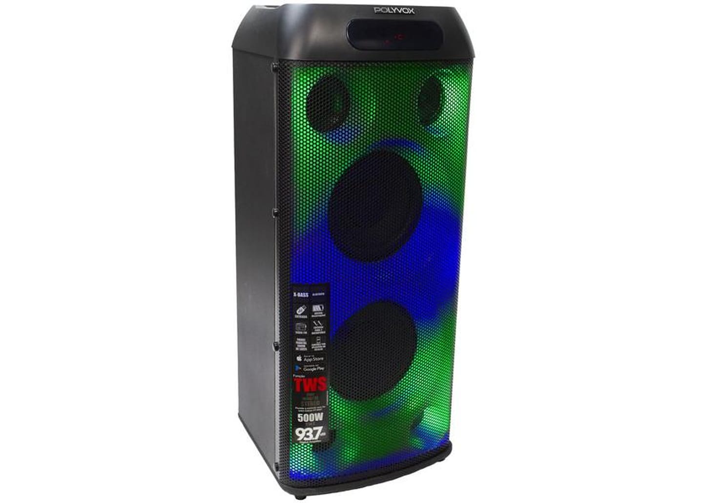 Caixa de Som Torre Polyvox XT-660T Bluetooth 500W RMS Amplificada