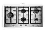 Cooktop 5 Bocas a Gás Natural GLP Brastemp Inox Dupla Chama Acendimento Automático com Trempes de Ferro Fundido Gourmand BDK90