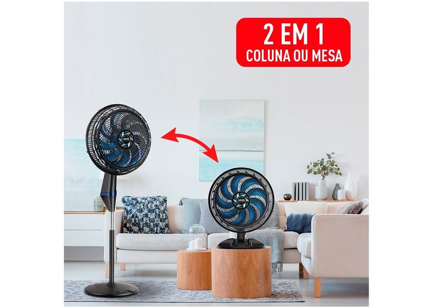 Ventilador 2 em 1 Arno X-Treme VE9M 40cm 9 Pás 3 Velocidades Preto e Azul Escuro