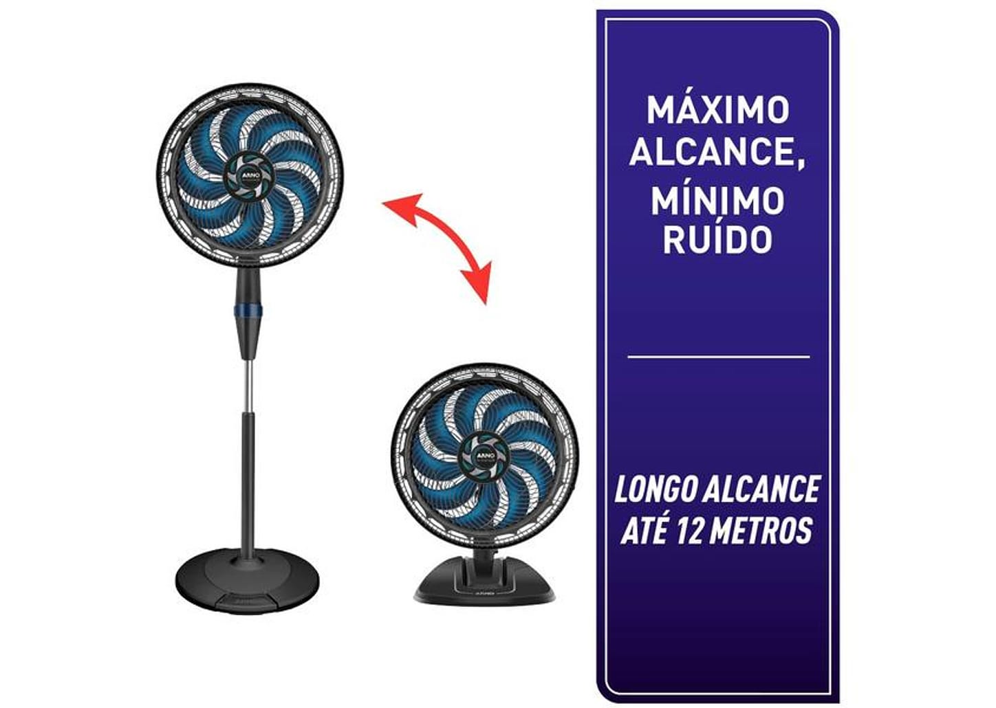Ventilador 2 em 1 Arno X-Treme VE9M 40cm 9 Pás 3 Velocidades Preto e Azul Escuro