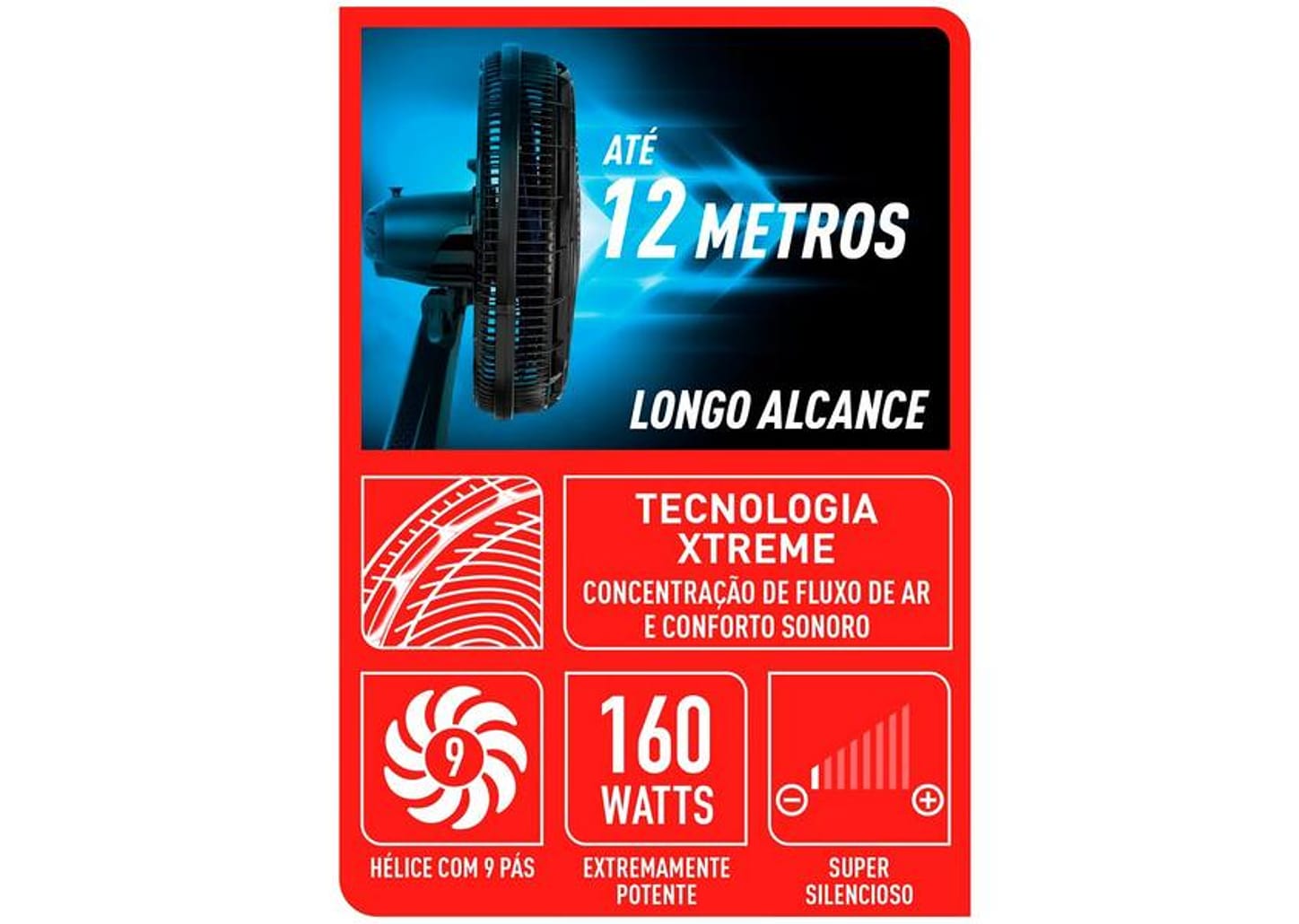 Ventilador 2 em 1 Arno X-Treme VE9M 40cm 9 Pás 3 Velocidades Preto e Azul Escuro