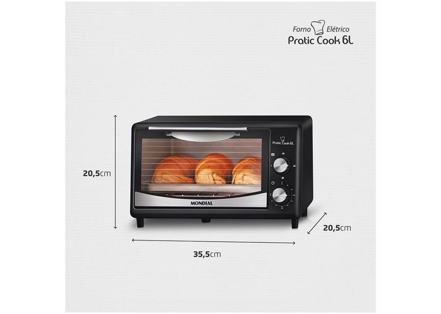 Forno Elétrico de Bancada Mondial com Timer 6L Preto Pratic Cook FR-09