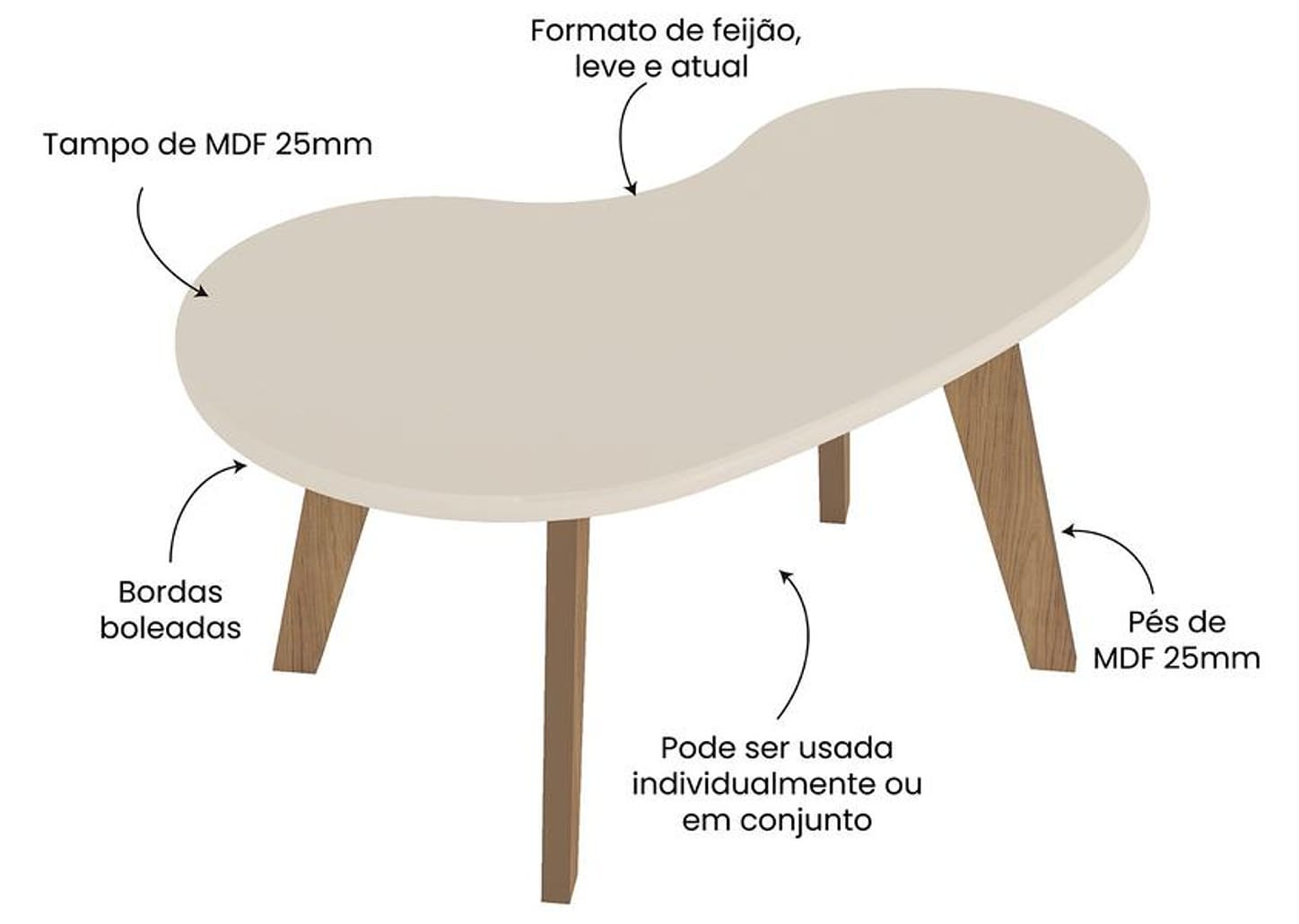 Mesa de Centro de MDF Orgânica Artely
