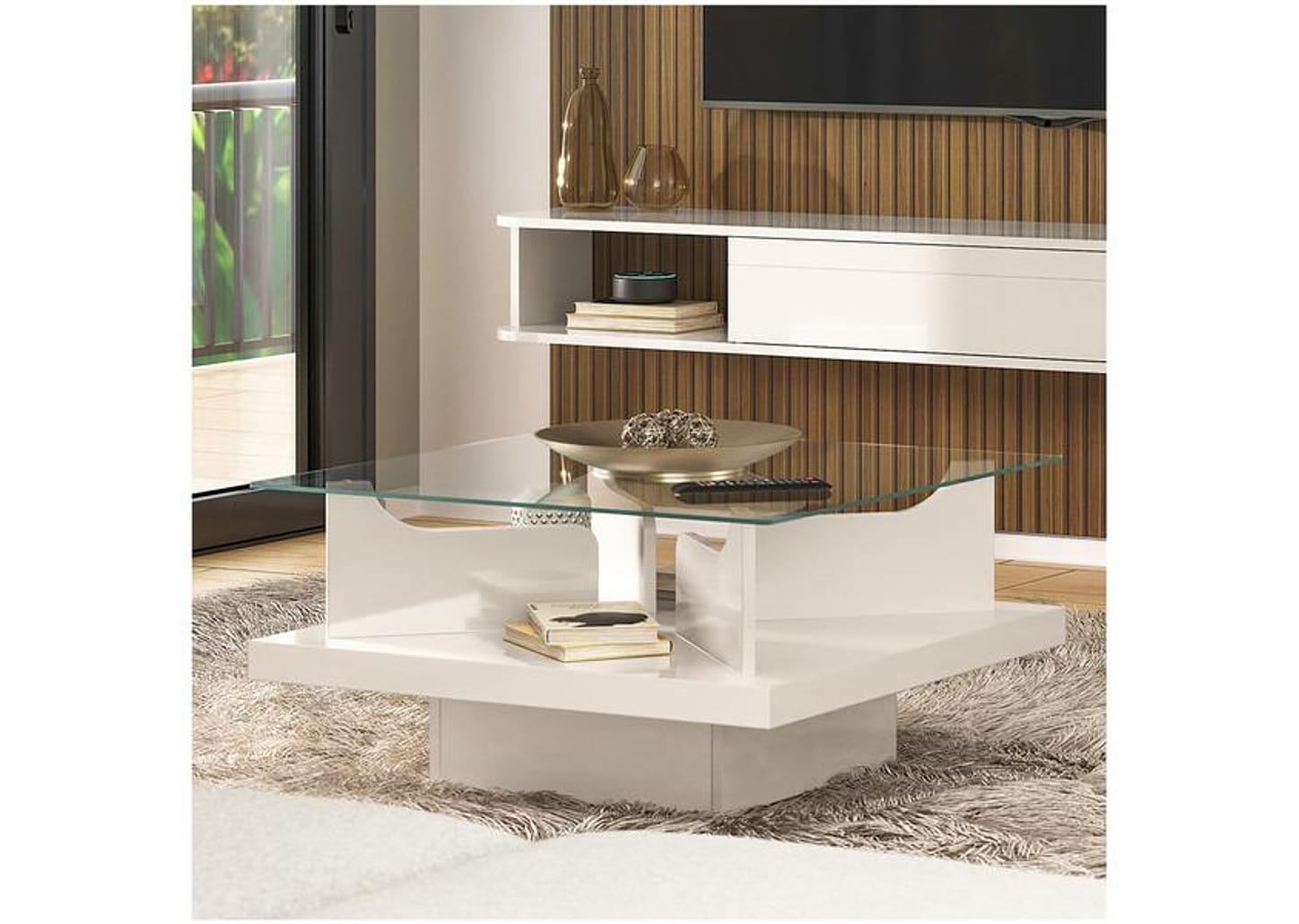 Mesa de Centro com Tampo de Vidro Clear Artely