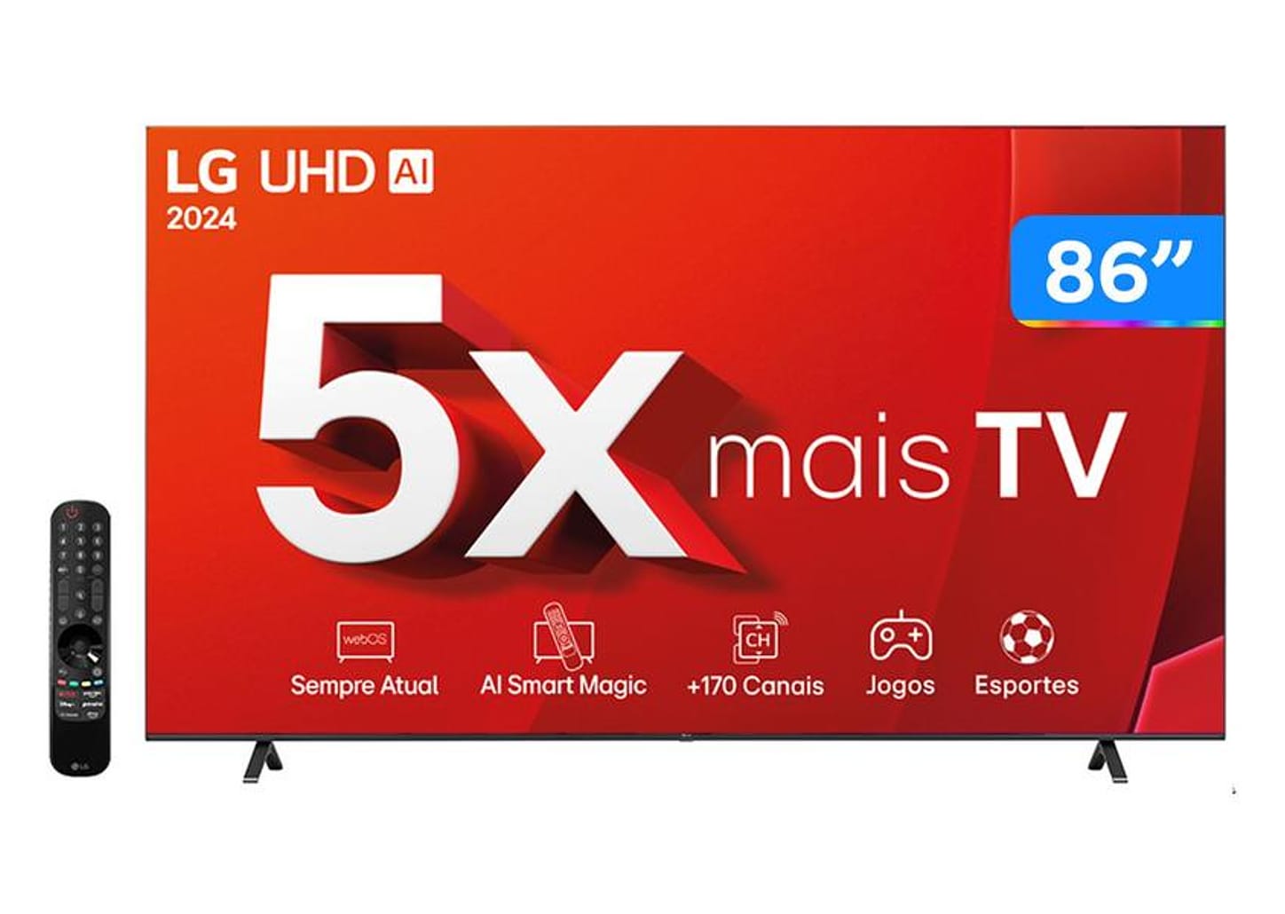 Smart TV 86" 4K LCD LG 86UT8050PSA AI Processor Wi-Fi 5 Bluetooth 3 HDMI 2 USB