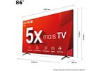 Smart TV 86" 4K LCD LG 86UT8050PSA AI Processor Wi-Fi 5 Bluetooth 3 HDMI 2 USB