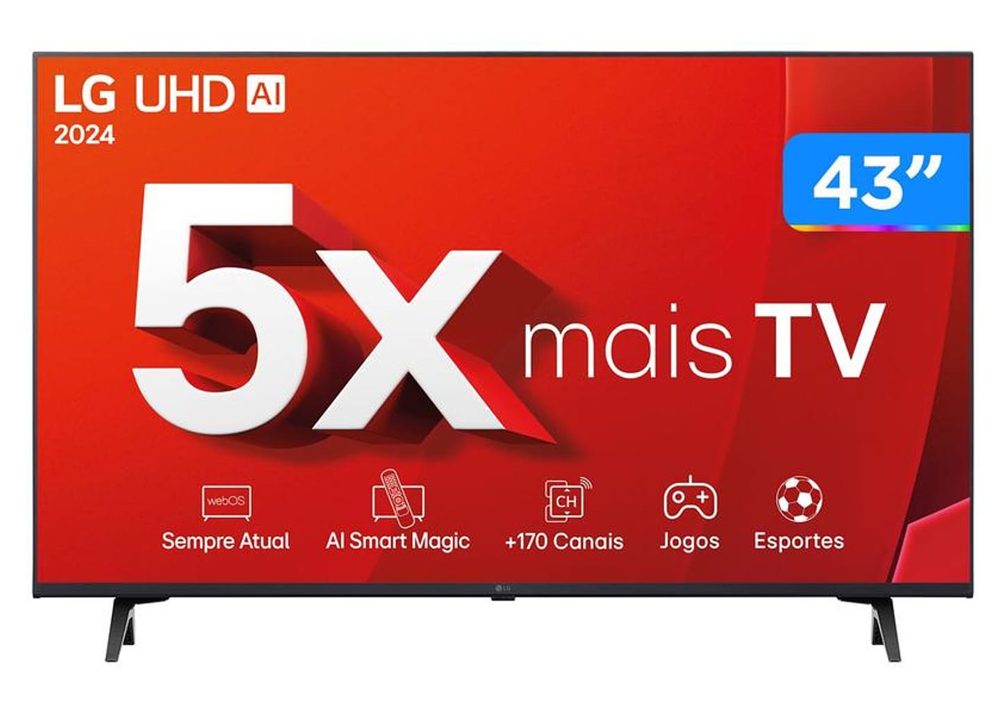 Smart TV 43" 4K LCD LG 43UT8000PSA AI Processor Wi-Fi Bluetooth 3 HDMI 2 USB