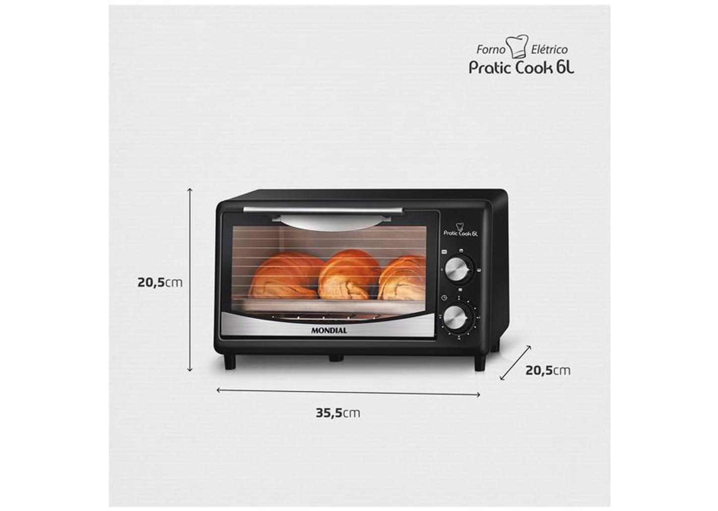 Forno Elétrico de Bancada Mondial com Timer 6L Preto Pratic Cook FR-09