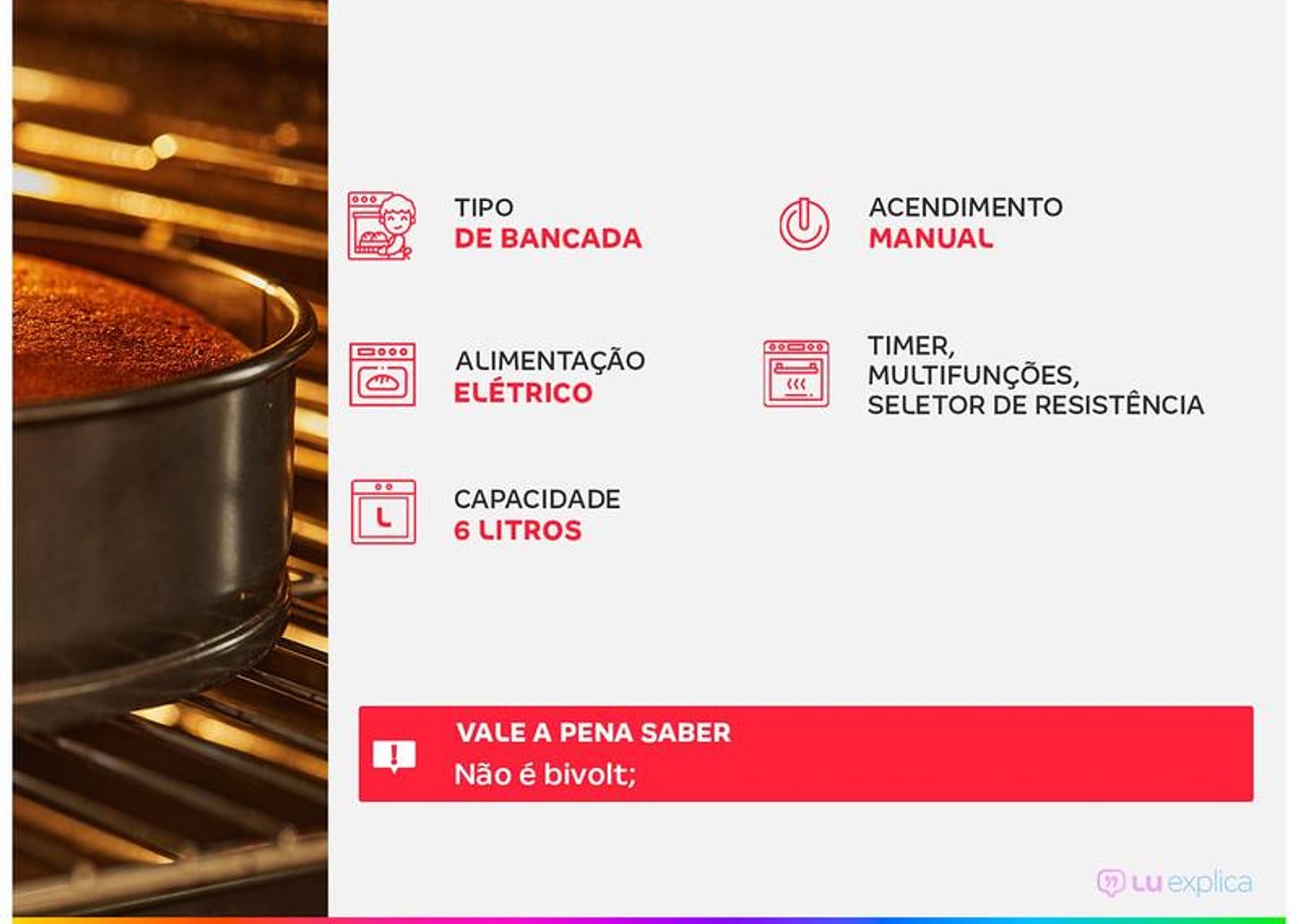 Forno Elétrico de Bancada Mondial com Timer 6L Preto Pratic Cook FR-09