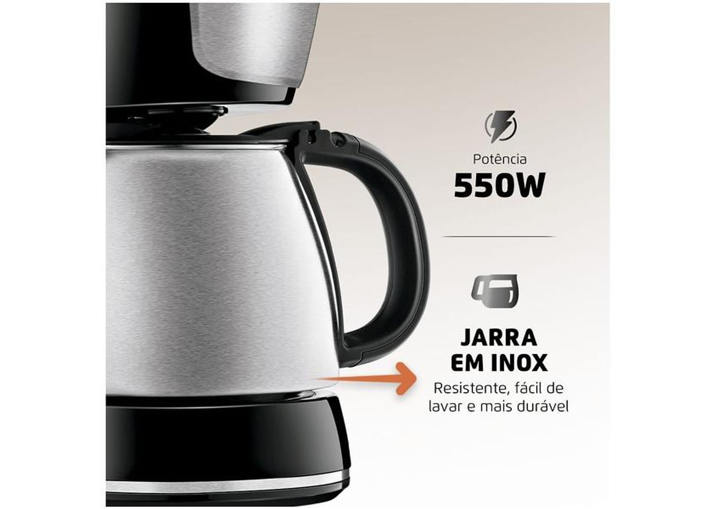 Cafeteira Elétrica Mondial Dolce Arome Jarra Inox 15 Cafés Preta