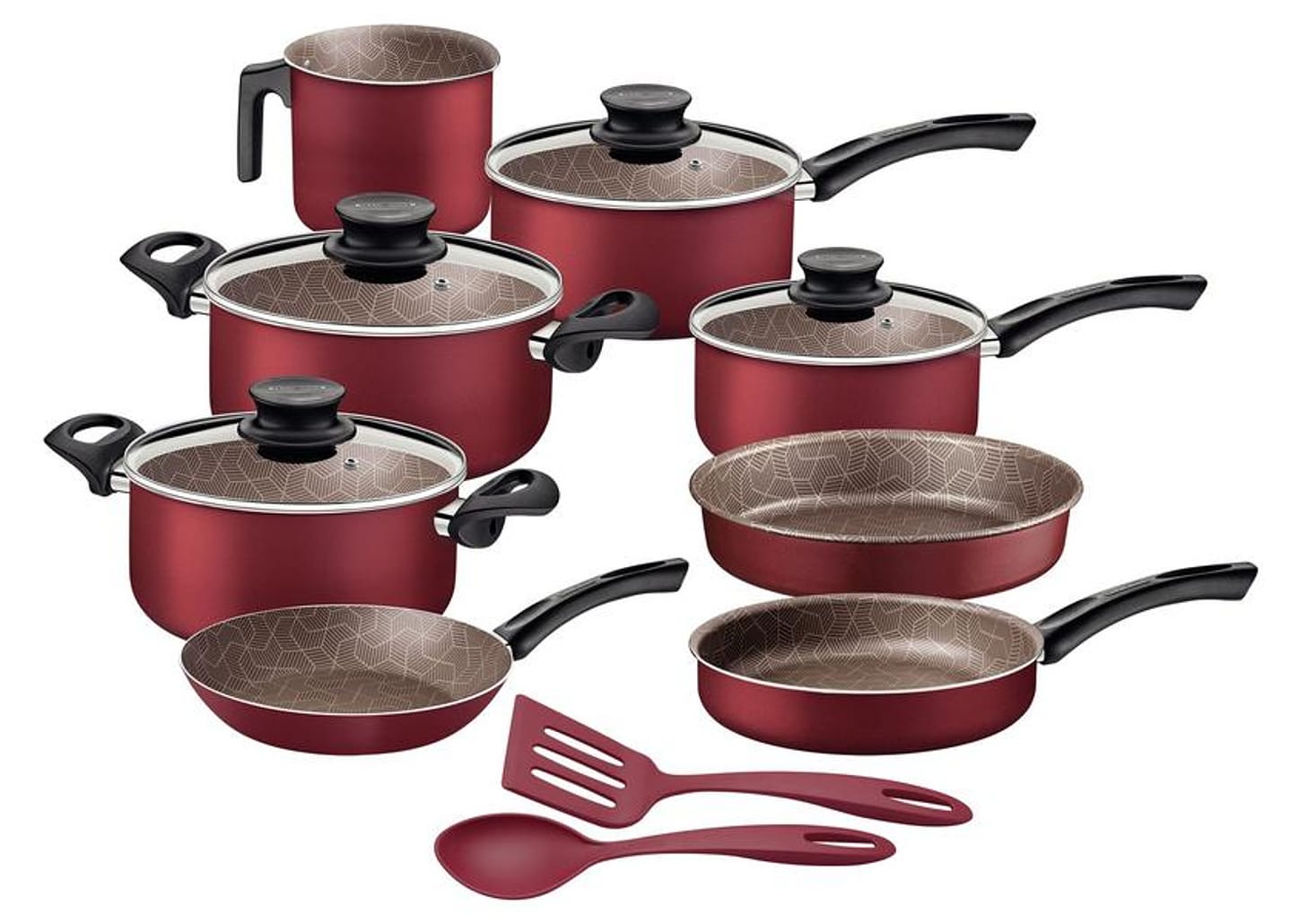 Jogo de Panelas Tramontina Antiaderente de Alumínio Vermelho 10 Peças Paris