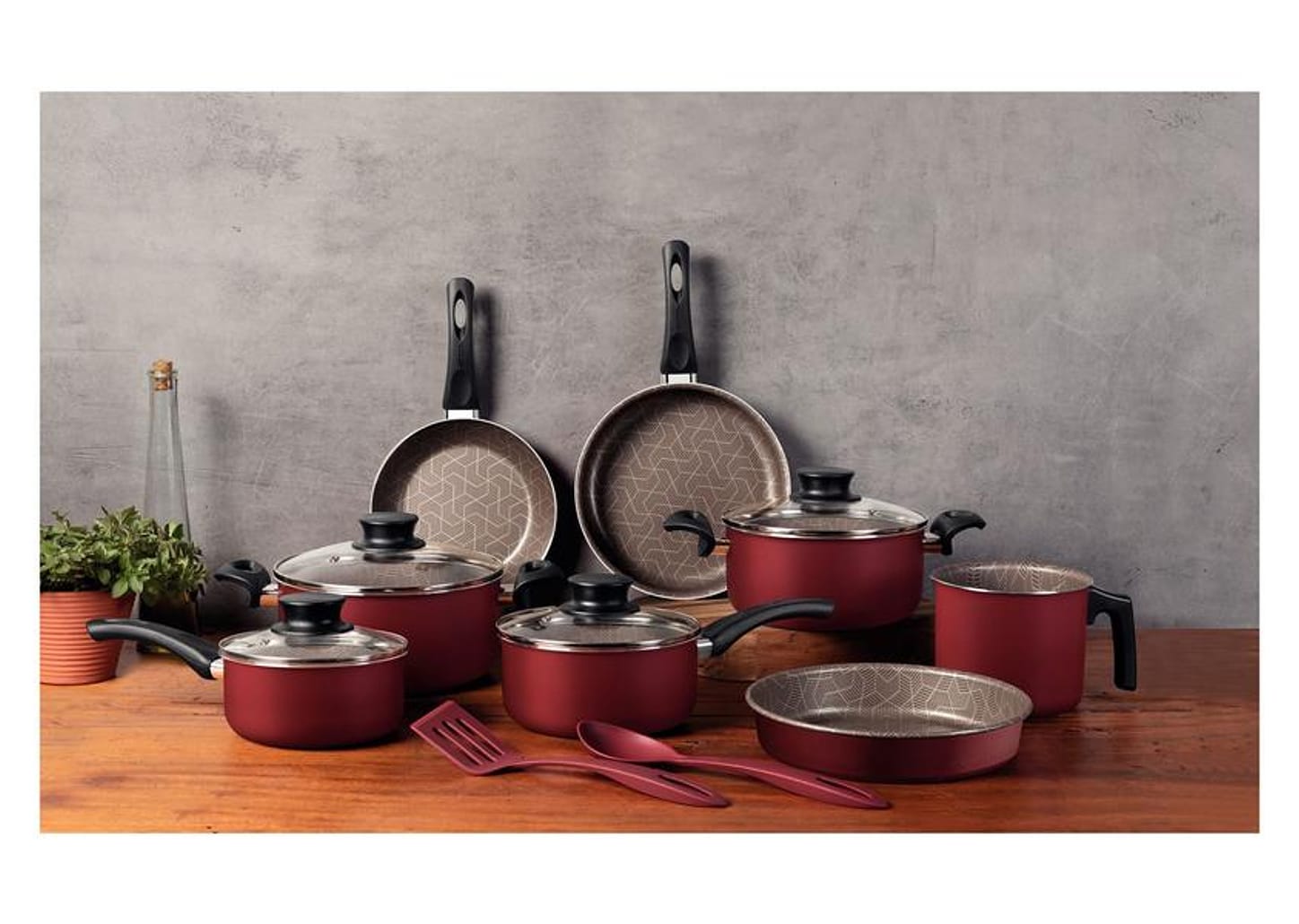 Jogo de Panelas Tramontina Antiaderente de Alumínio Vermelho 10 Peças Paris