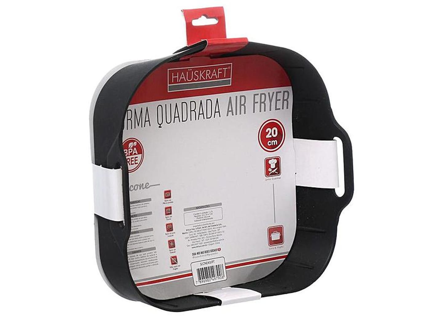 Forma para Air Fryer de Silicone Quadrada Antiaderente com Alças Hauskraft