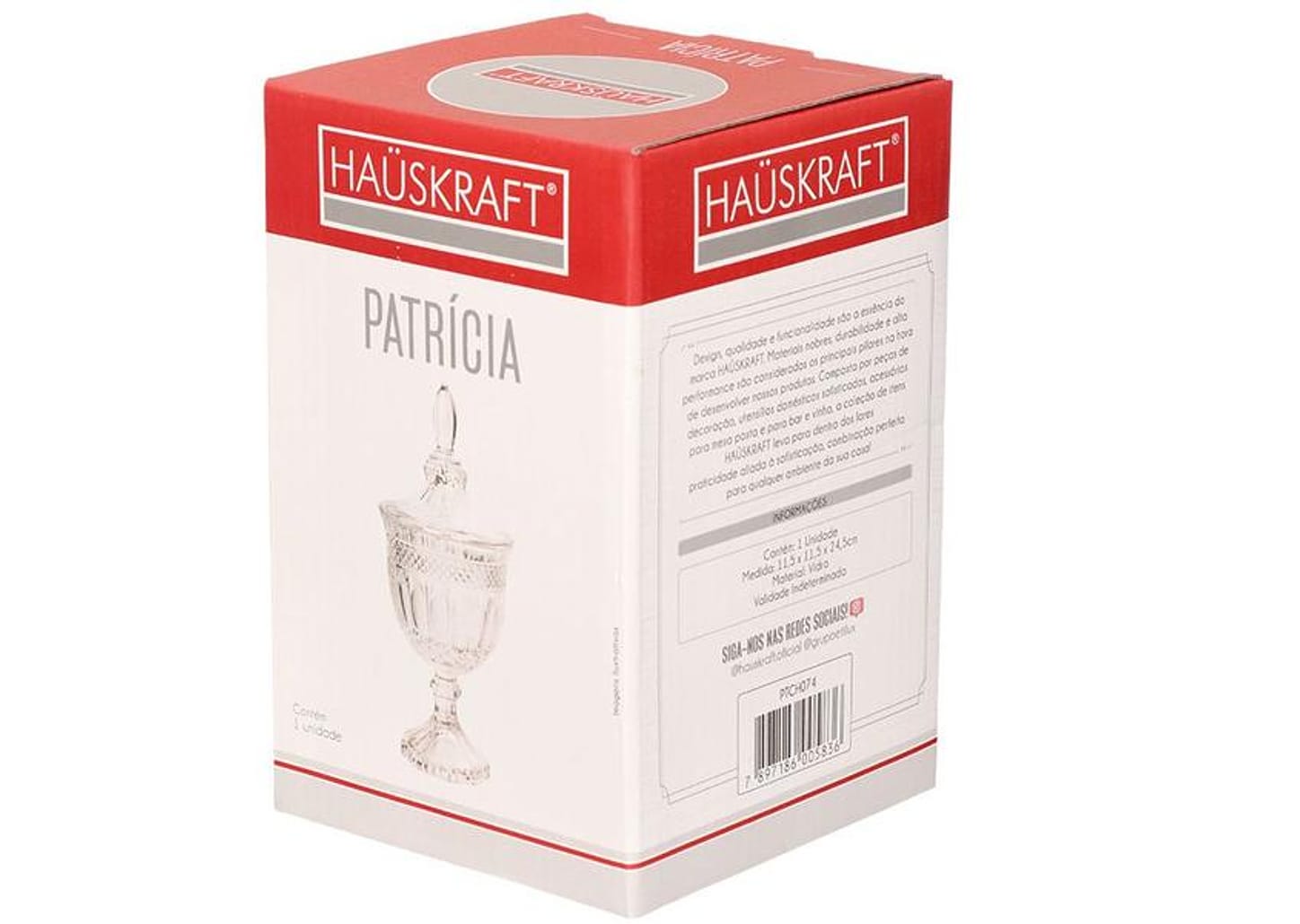 Potiche de Vidro com Tampa 24,5cm Hauskraft - Patrícia