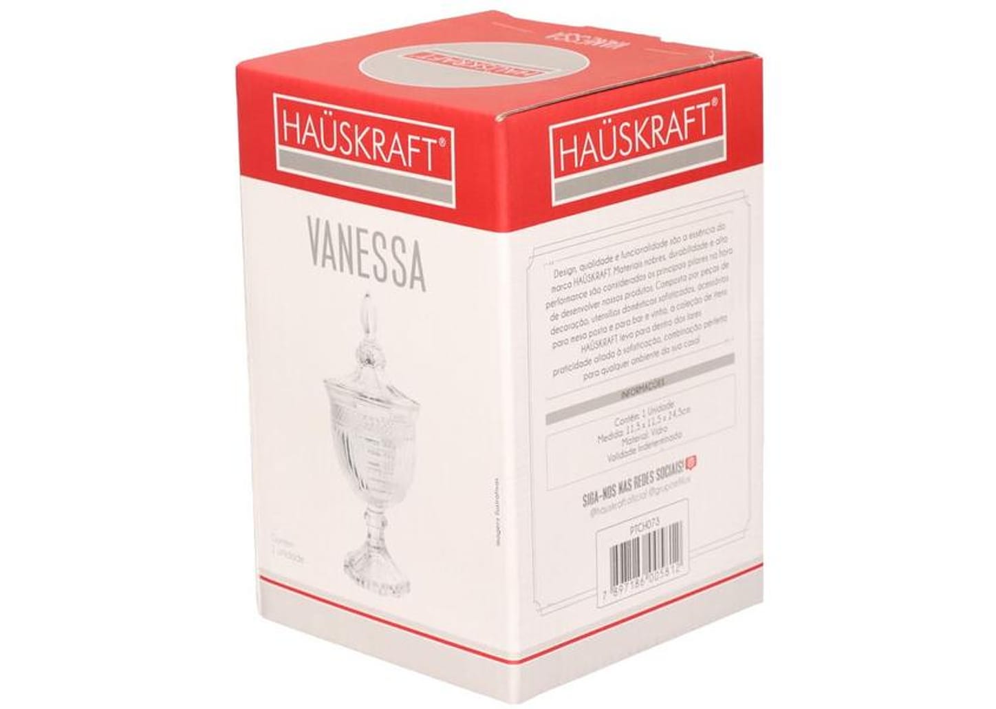 Potiche de Vidro com Tampa 24,5cm Hauskraft - Vanessa