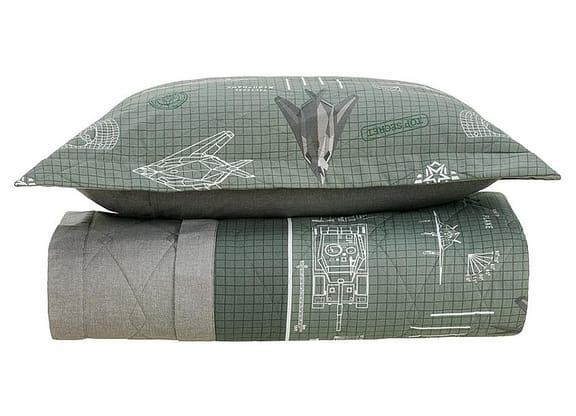 Colcha Solteiro Karsten 100% Algodão Militar II Verde e Branco 2 Peças