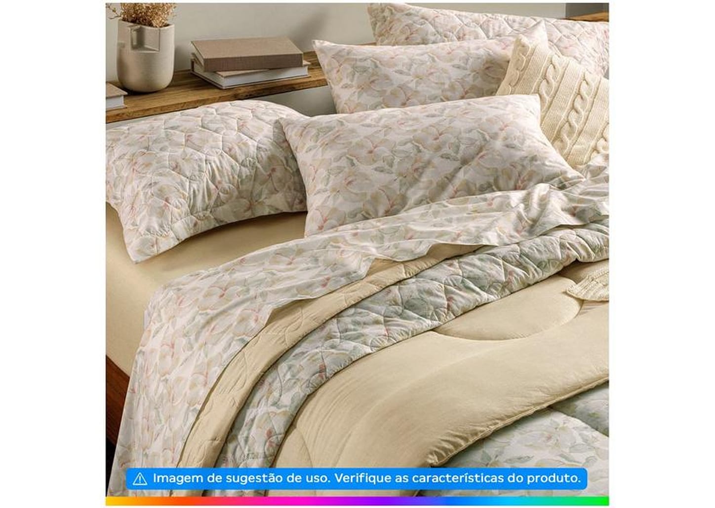 Colcha Solteiro Karsten 100% Algodão Justine Branco e Verde 2 Peças