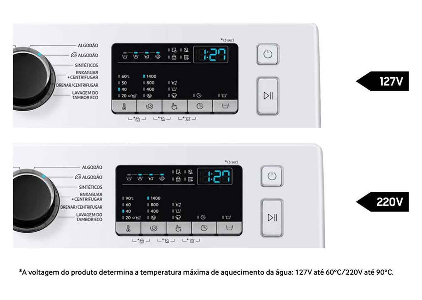 Lavadora de Roupas Samsung Inverter 11kg Inox 12 Programas de Lavagem Branca WW11T WW11T4040BE/AZ