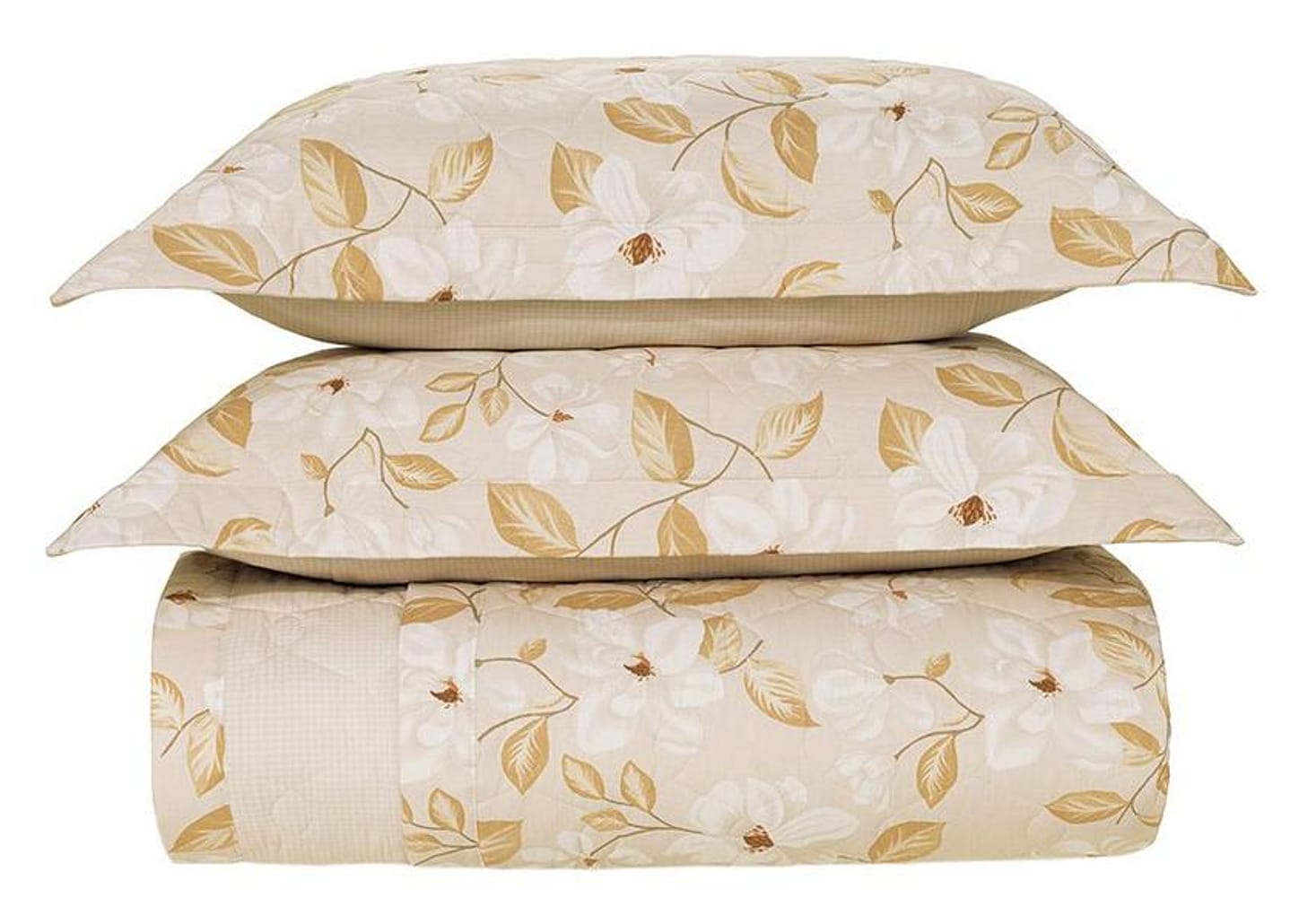 Colcha Solteiro Karsten 100% Algodão Cecília Branco e Bege 2 Peças