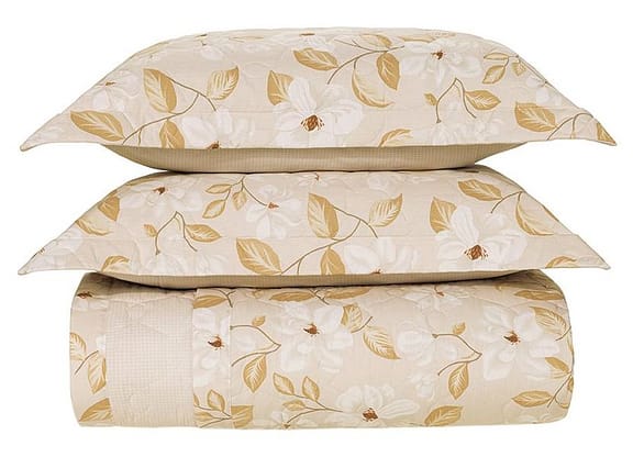 Colcha Solteiro Karsten 100% Algodão Cecília Branco e Bege 2 Peças