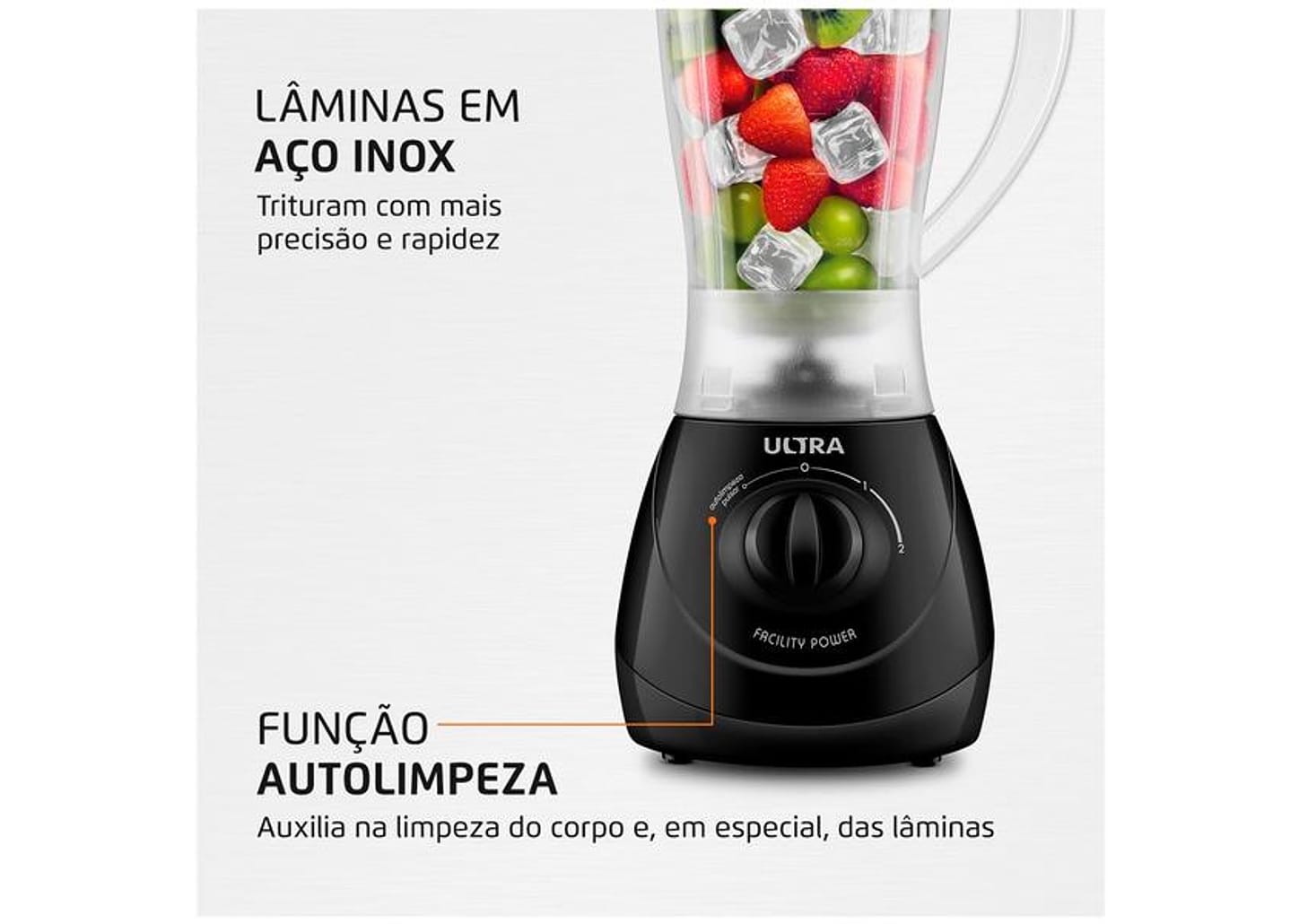 Liquidificador Mondial Ultra Facility Power 2 Velocidades 550W Preto