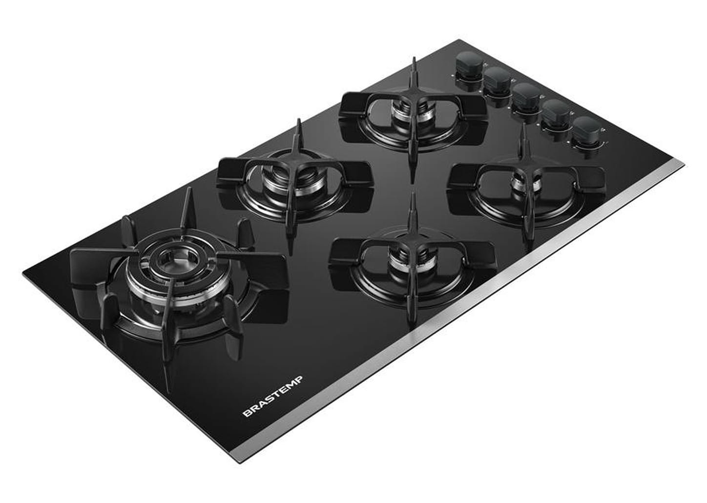 Cooktop 5 Bocas a Gás GLP Brastemp Quadrichama Black Inox Eclipse Collection BDD86AP