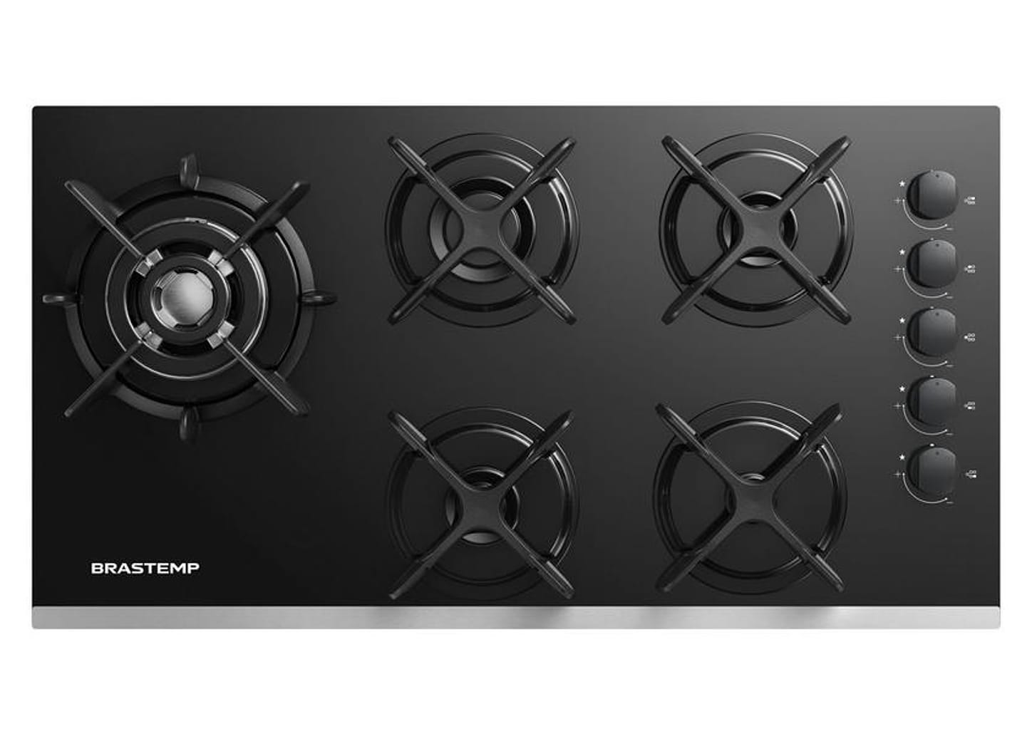 Cooktop 5 Bocas a Gás GLP Brastemp Quadrichama Black Inox Eclipse Collection BDD86AP