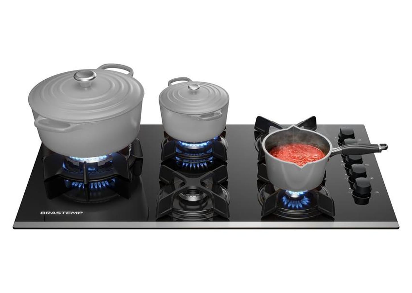 Cooktop 5 Bocas a Gás GLP Brastemp Quadrichama Black Inox Eclipse Collection BDD86AP