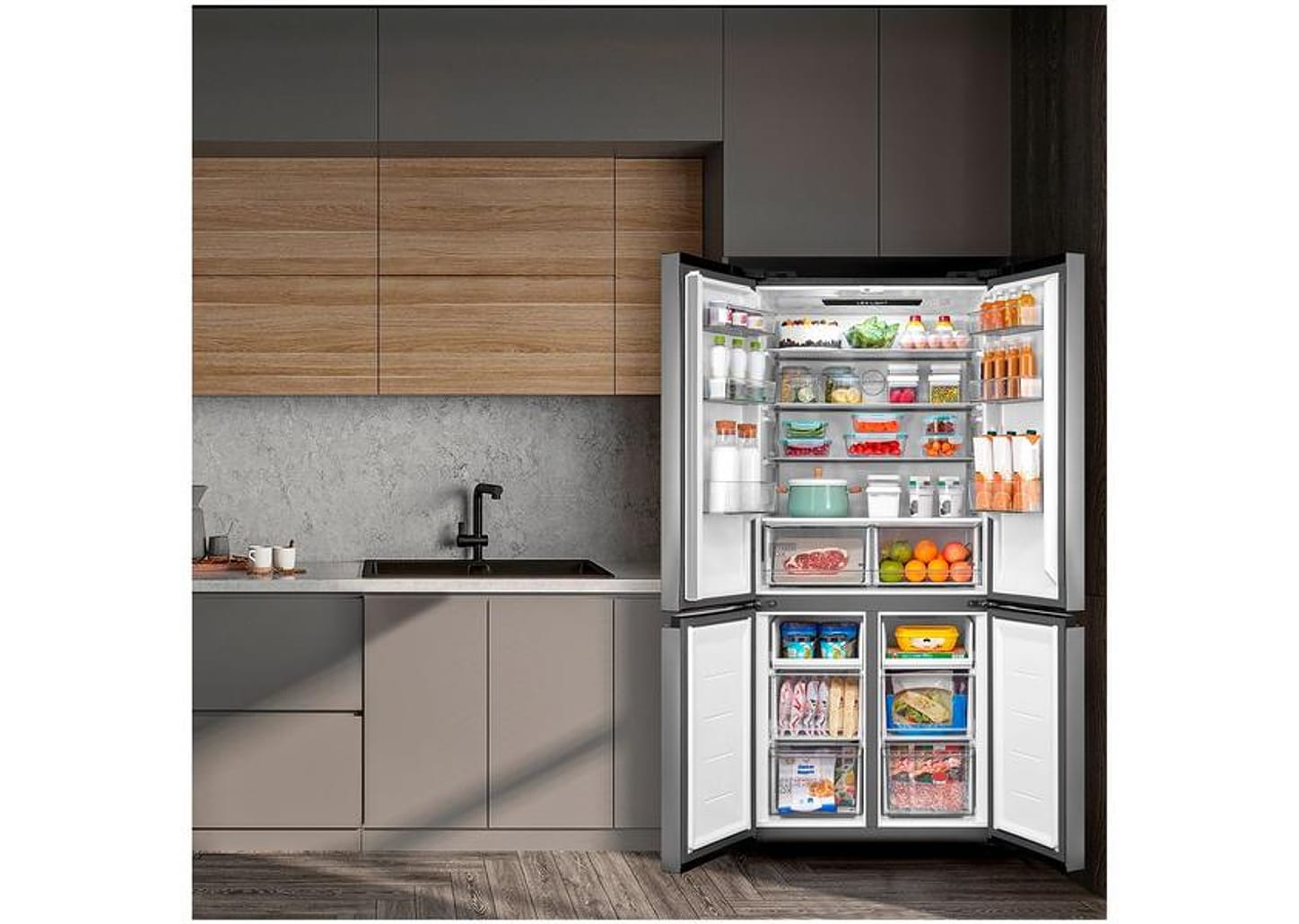 Geladeira/Refrigerador Midea Smart Frost Free French Door Prata 474L MD-RF691FGD463 Bivolt